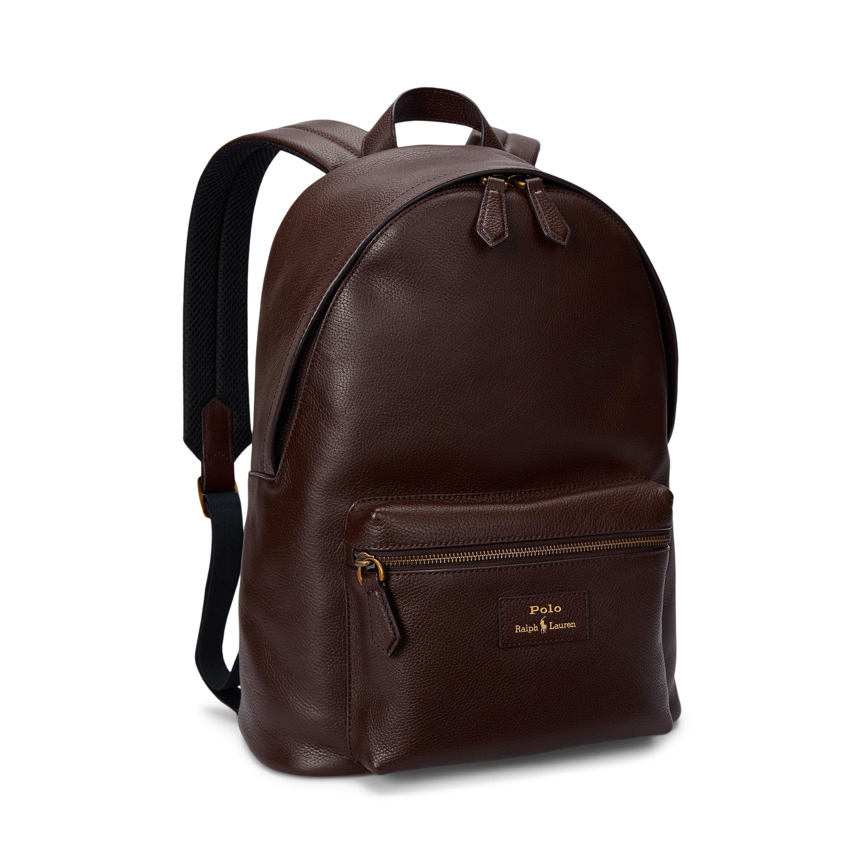 Dark Brown - Polo Ralph Lauren - Pebbled Leather Dome Backpack - 2