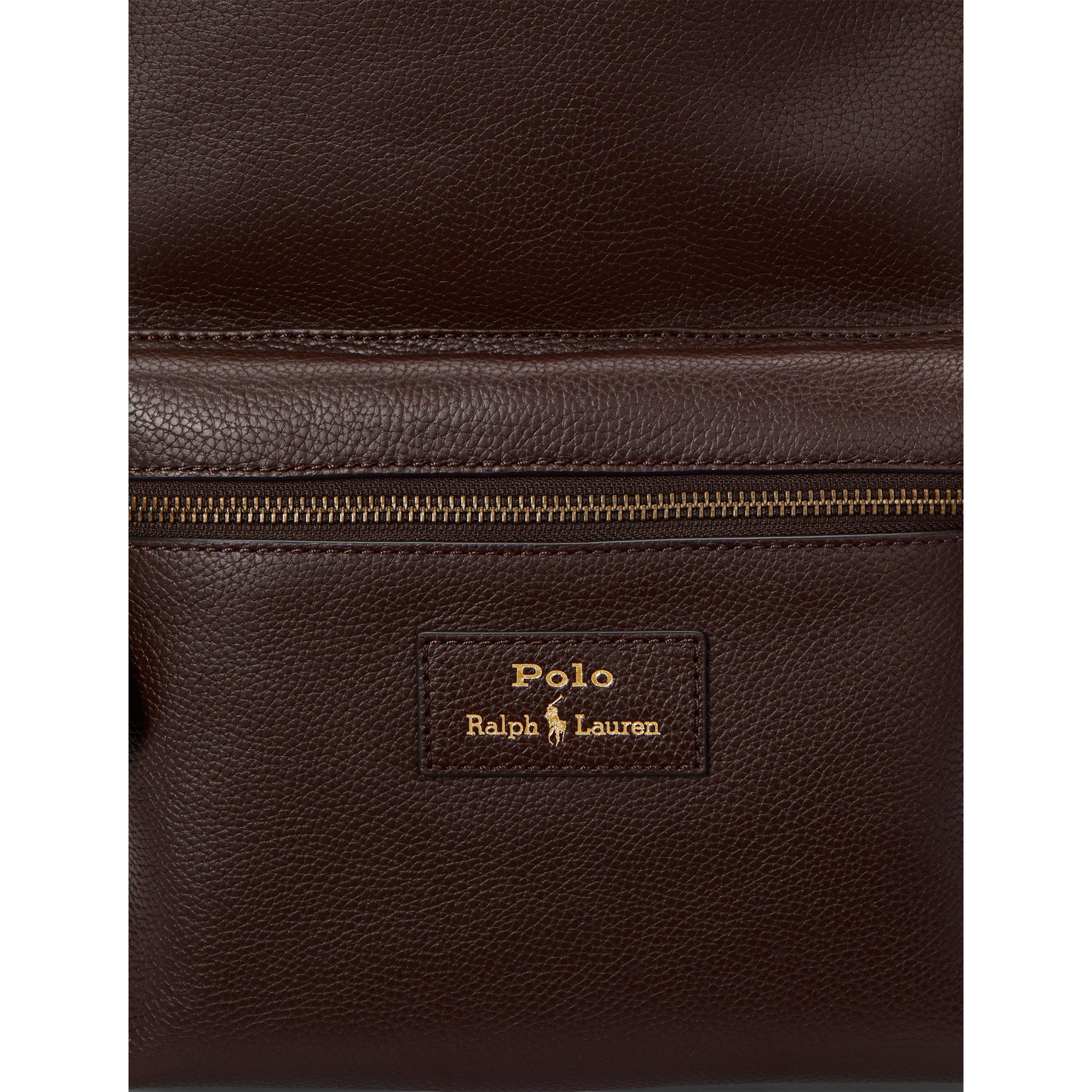 Dark Brown - Polo Ralph Lauren - Pebbled Leather Dome Backpack - 5