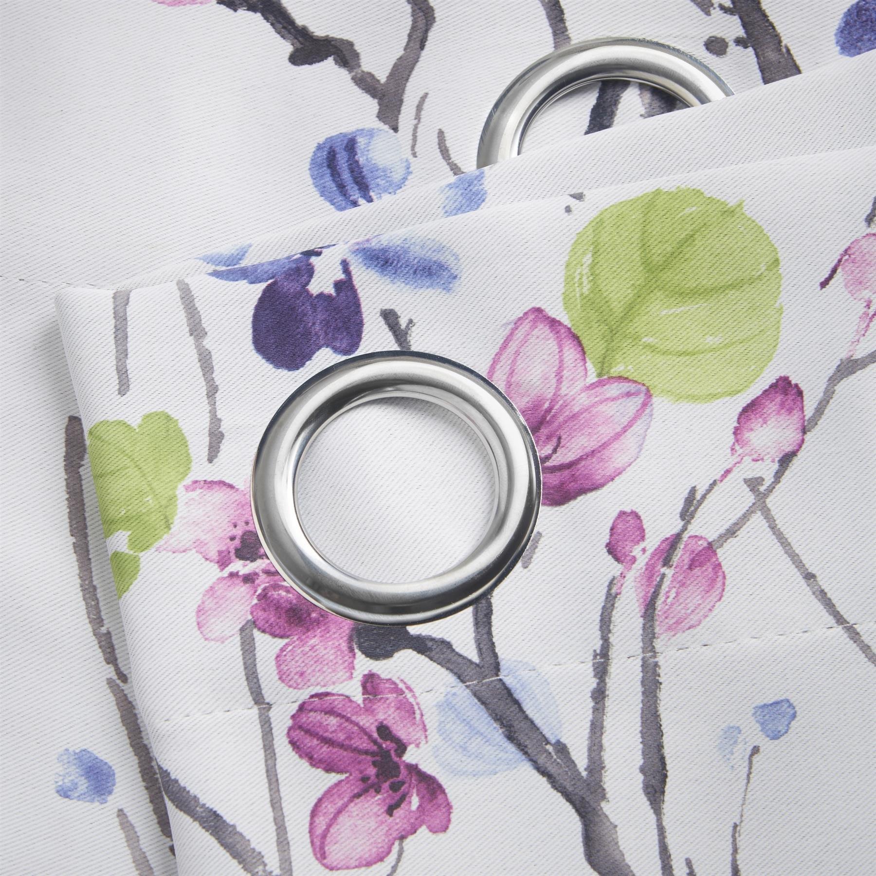 Multi - Alan Symonds - Sakura 95% Blackout Ring Top Curtains - 3