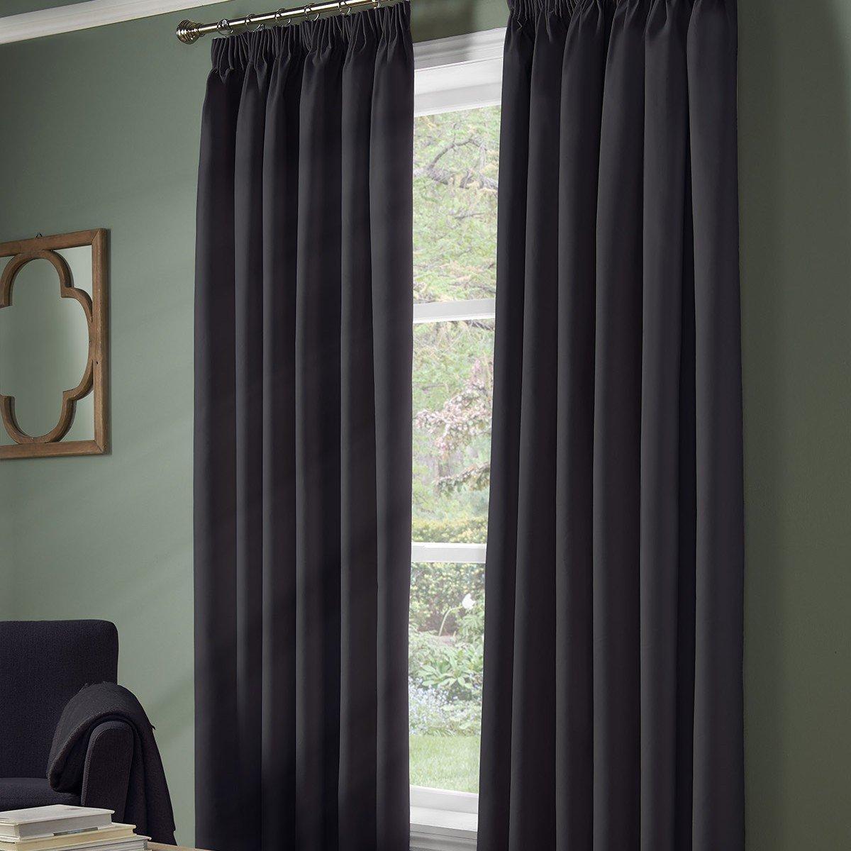 Plain 95% Blackout Pencil Pleat Taped Top Curtains