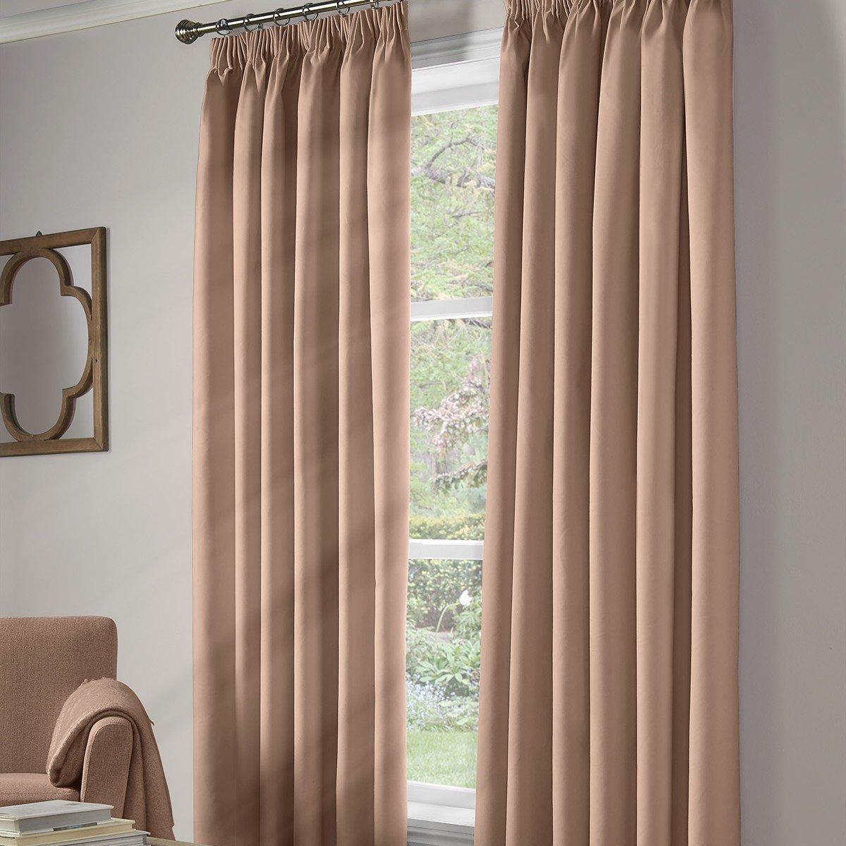 Plain 95% Blackout Pencil Pleat Taped Top Curtains