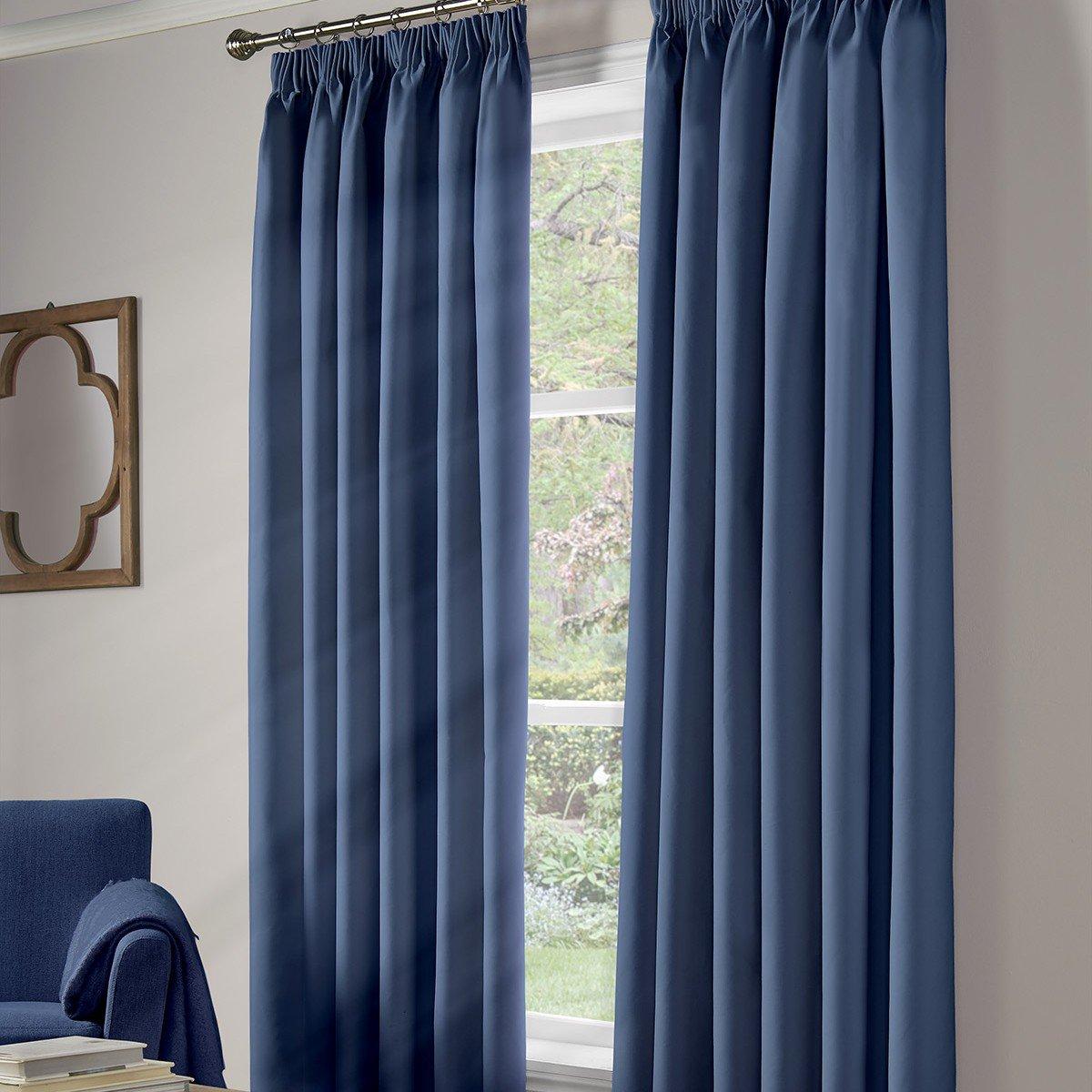 Plain 95% Blackout Pencil Pleat Taped Top Curtains