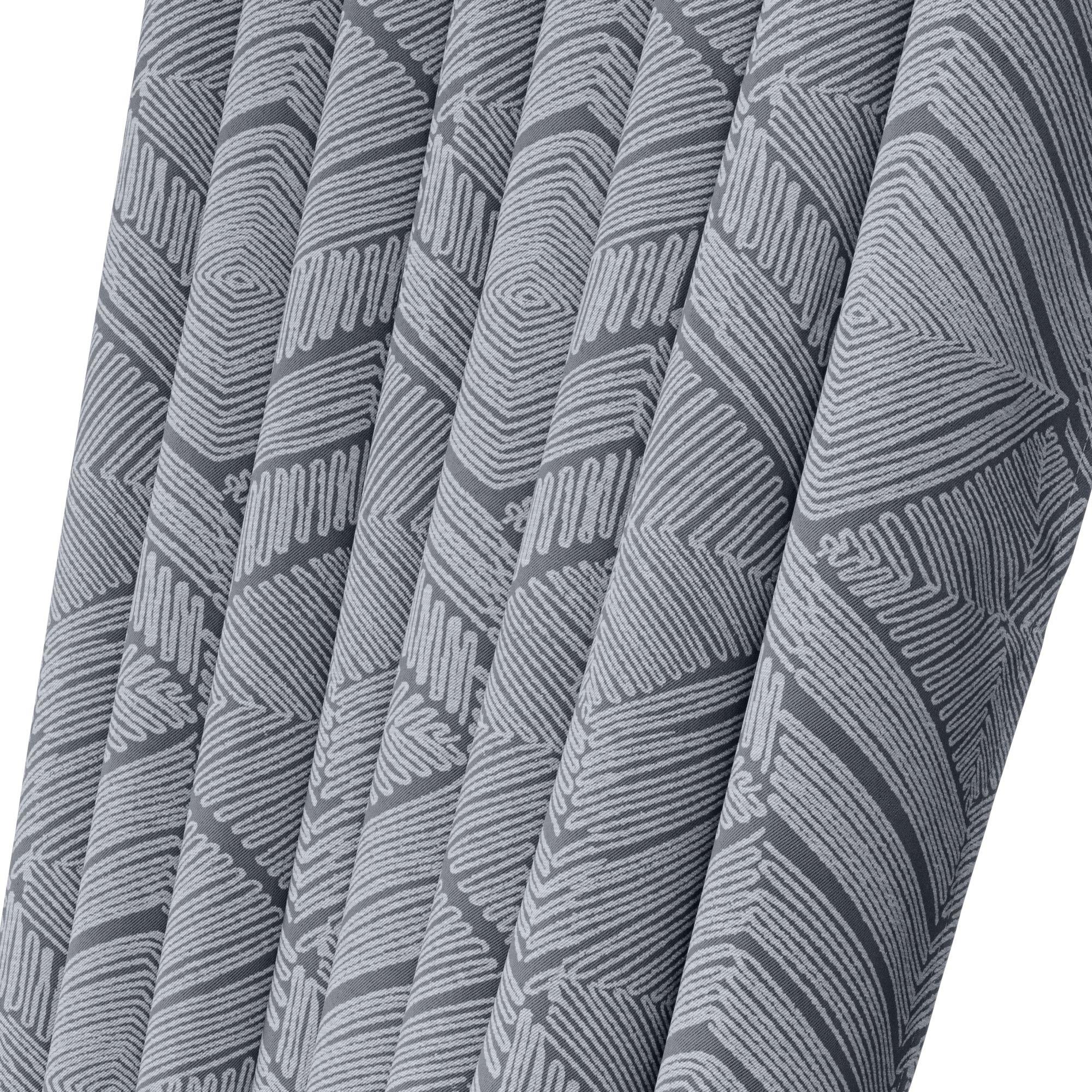 Silver - Alan Symonds - Aztec 95% Blackout Ring Top Curtains - 3