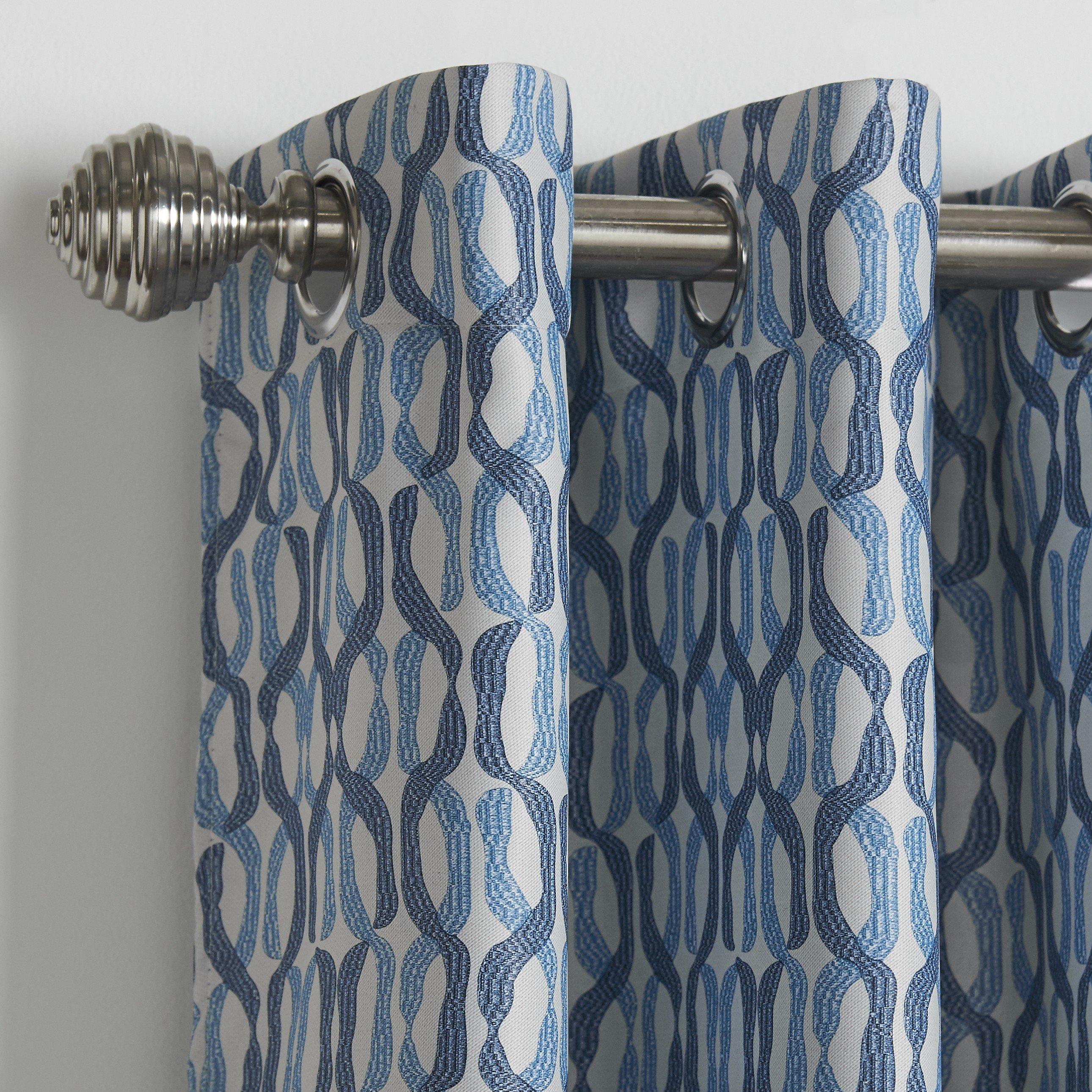 Blue - Alan Symonds - Cambourne 95% Blackout Ring Top Curtains - 2