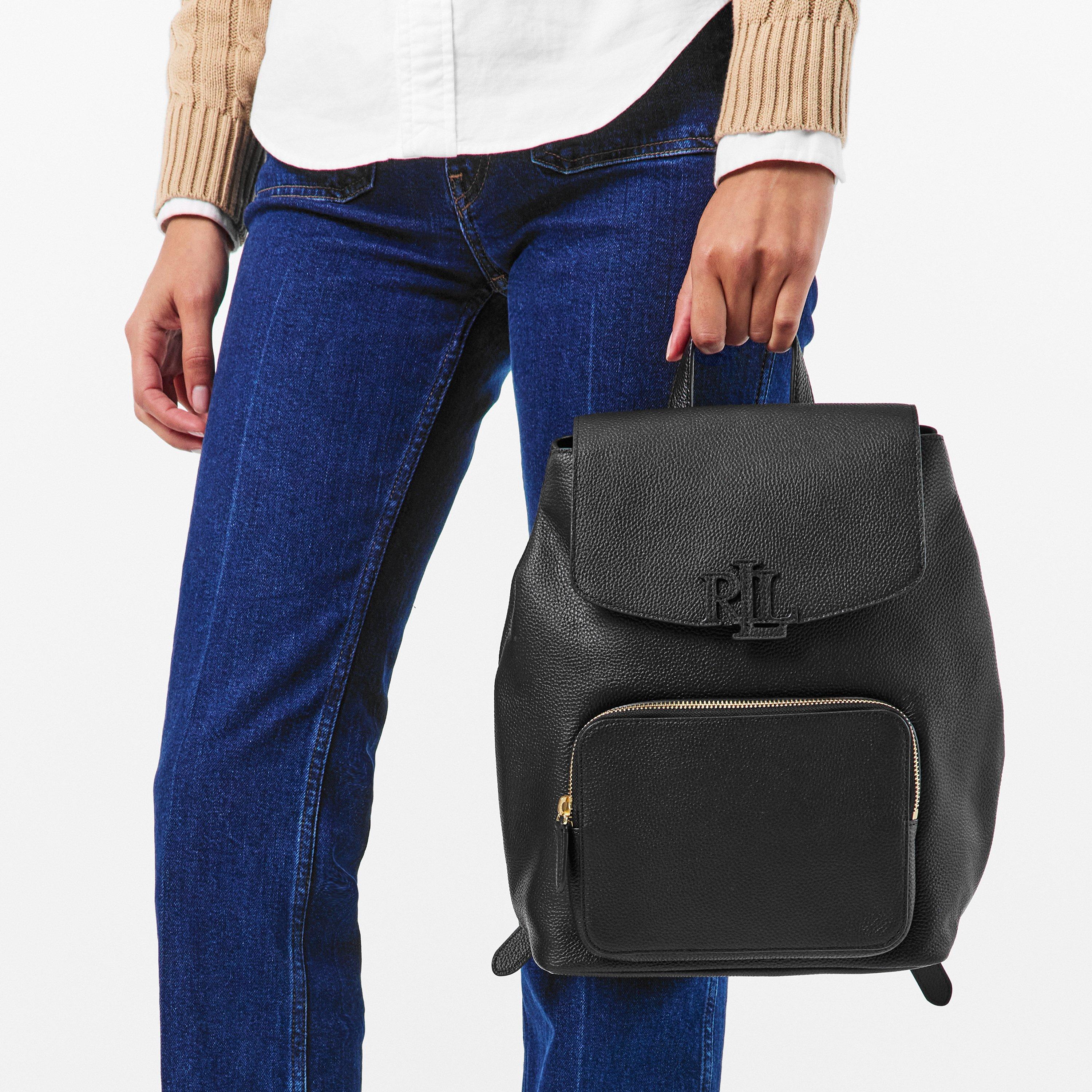 BLACK - Lauren by Ralph Lauren - Women's Real Leather Cameryan Backpack - 3