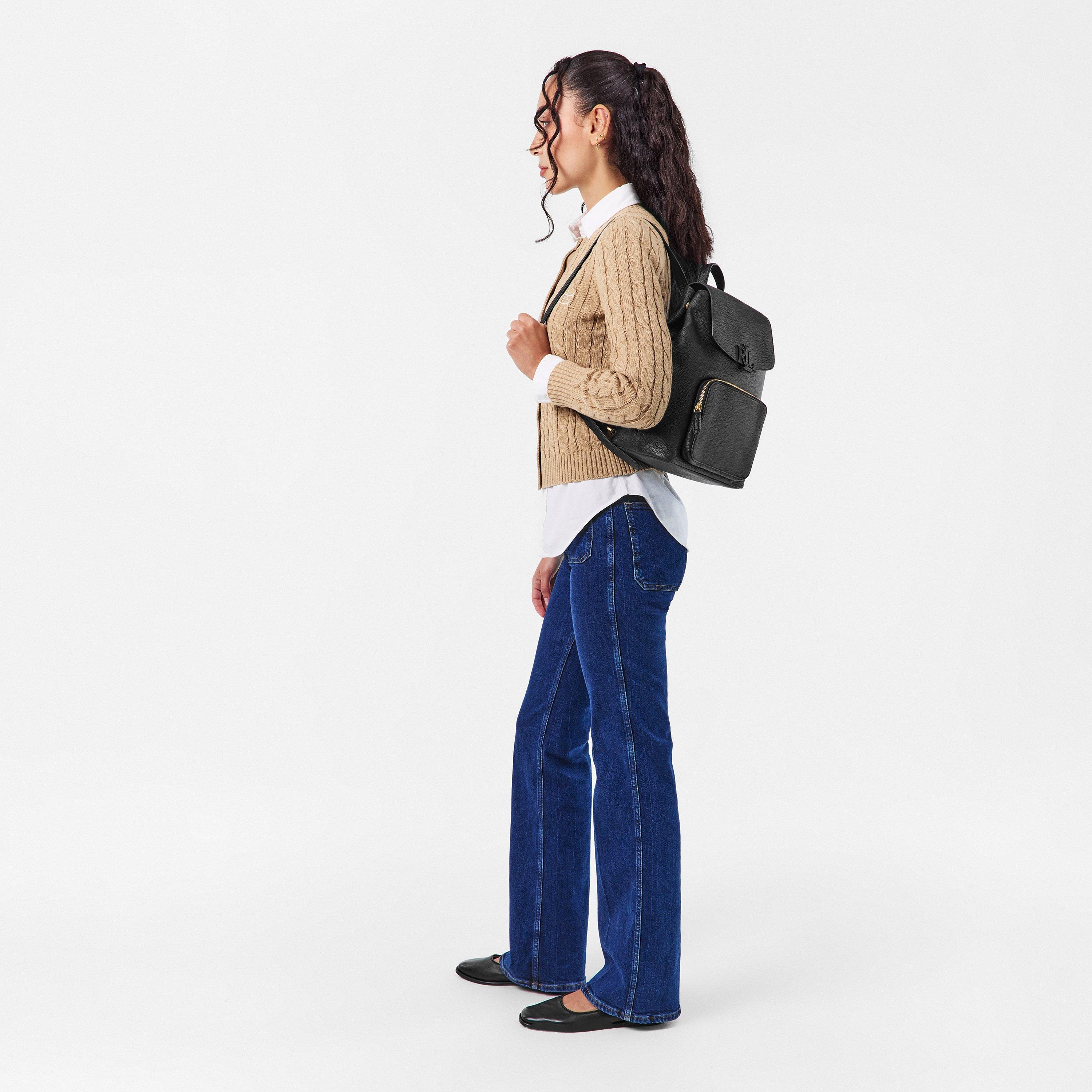 BLACK - Lauren by Ralph Lauren - Women's Real Leather Cameryan Backpack - 6