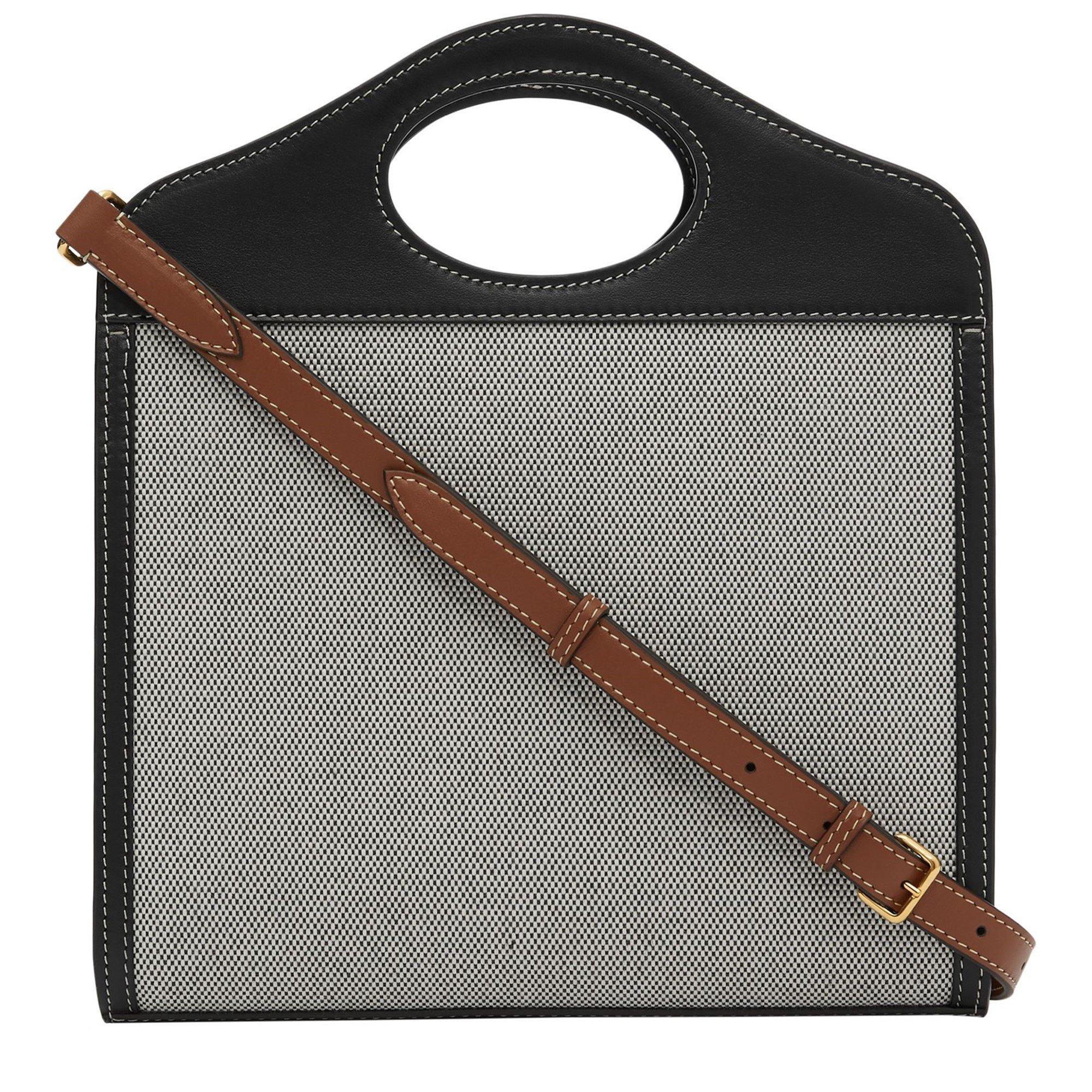 Black/Tan A1189 - Burberry - Women's Logo Leather Pocket Mini Handbag - 2