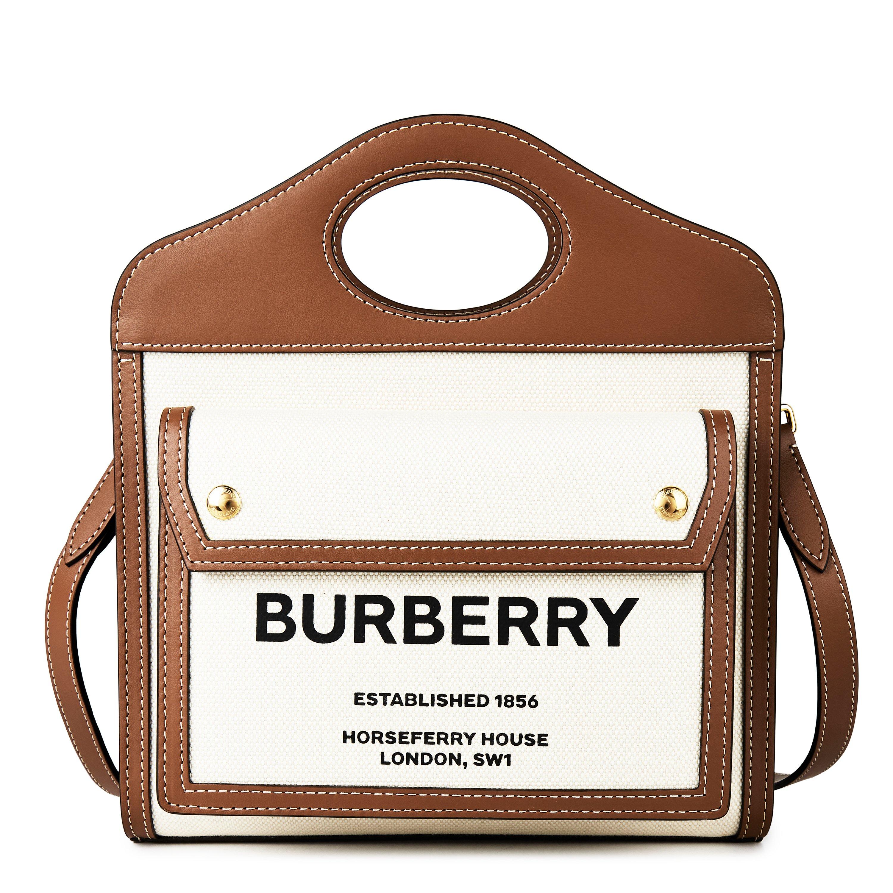 Malt Brwn A1395 - Burberry - Women's Logo Leather Pocket Mini Handbag - 1