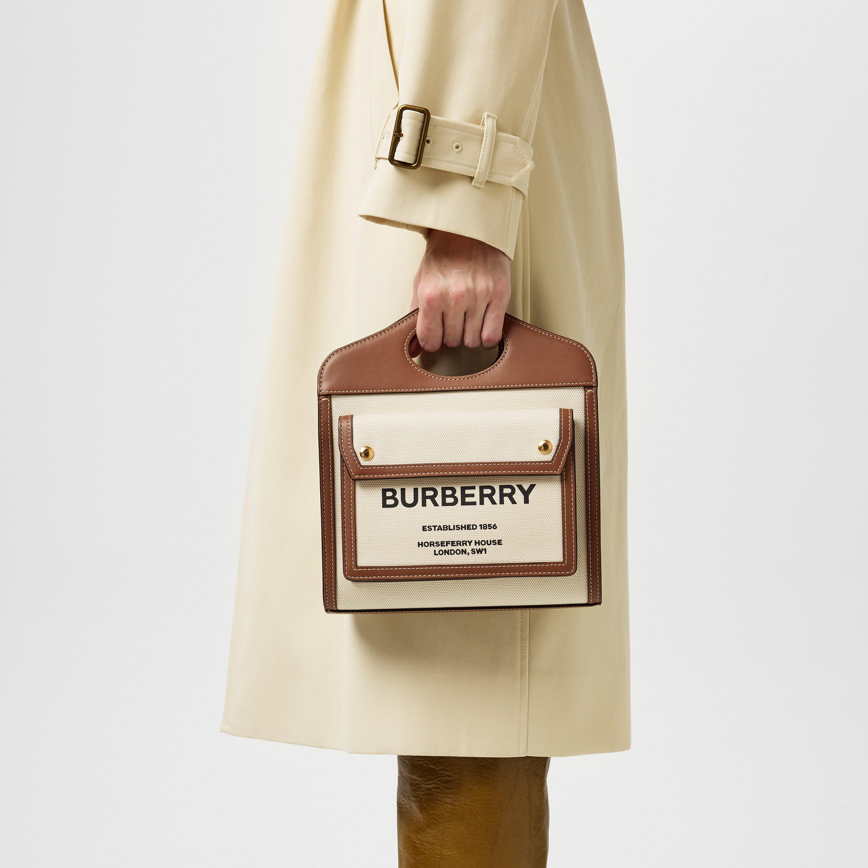 Malt Brwn A1395 - Burberry - Women's Logo Leather Pocket Mini Handbag - 2