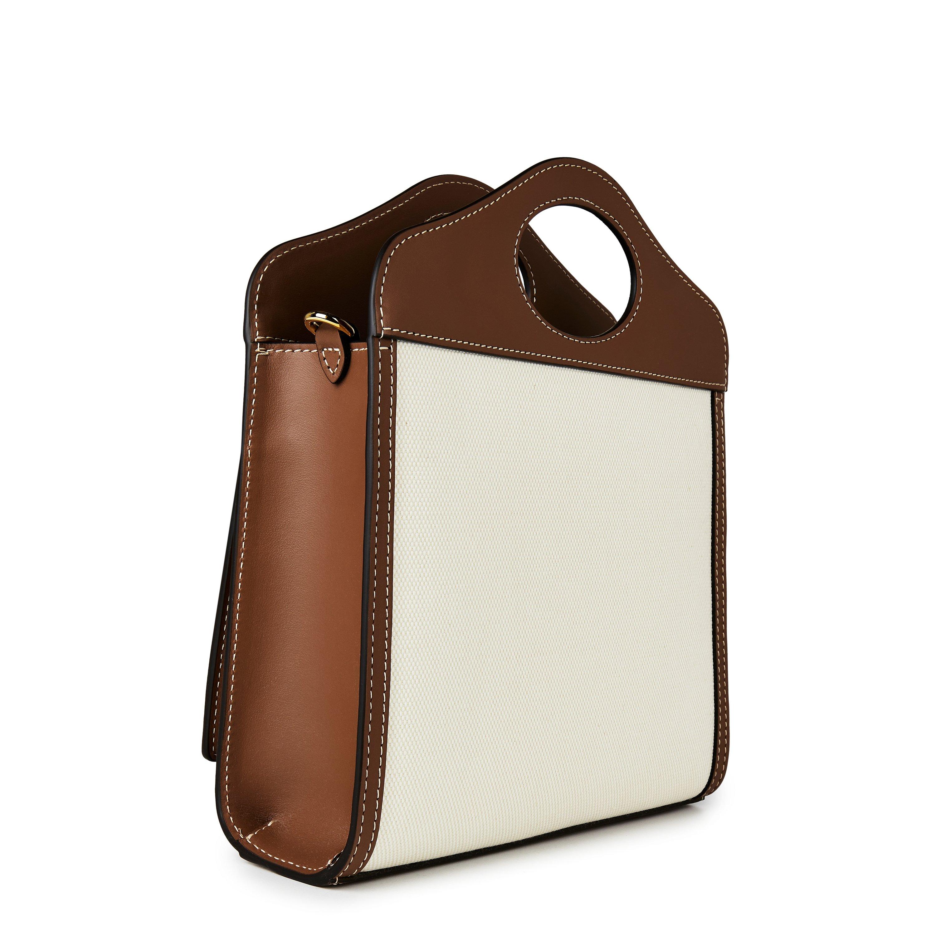 Malt Brwn A1395 - Burberry - Women's Logo Leather Pocket Mini Handbag - 3