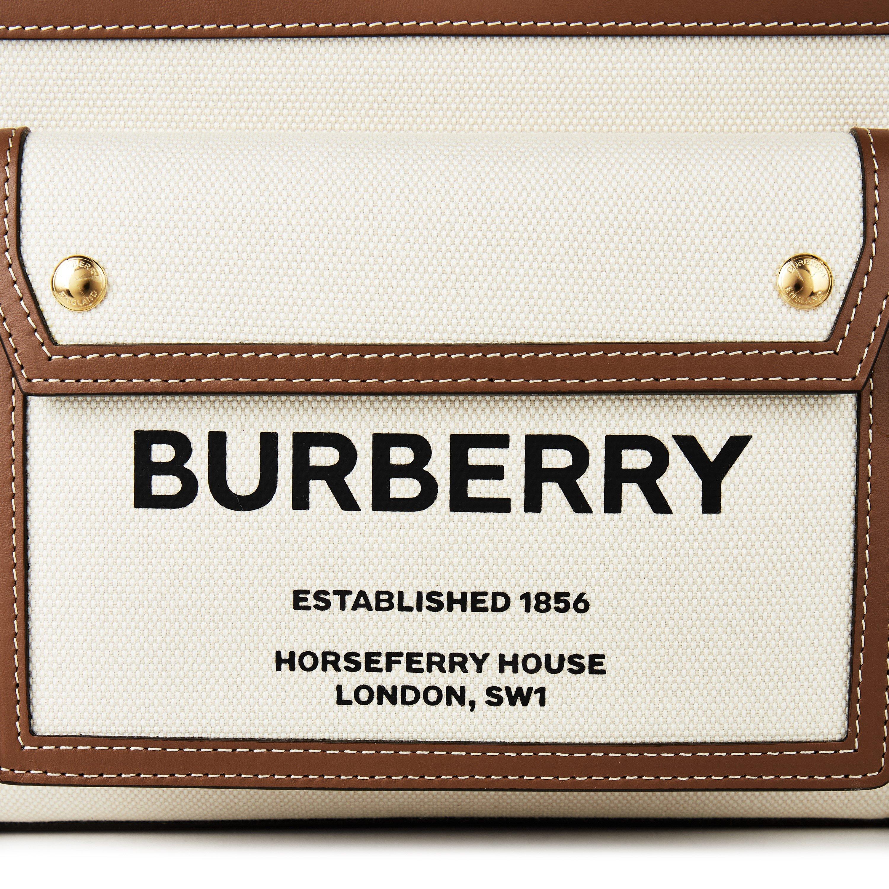 Malt Brwn A1395 - Burberry - Women's Logo Leather Pocket Mini Handbag - 4