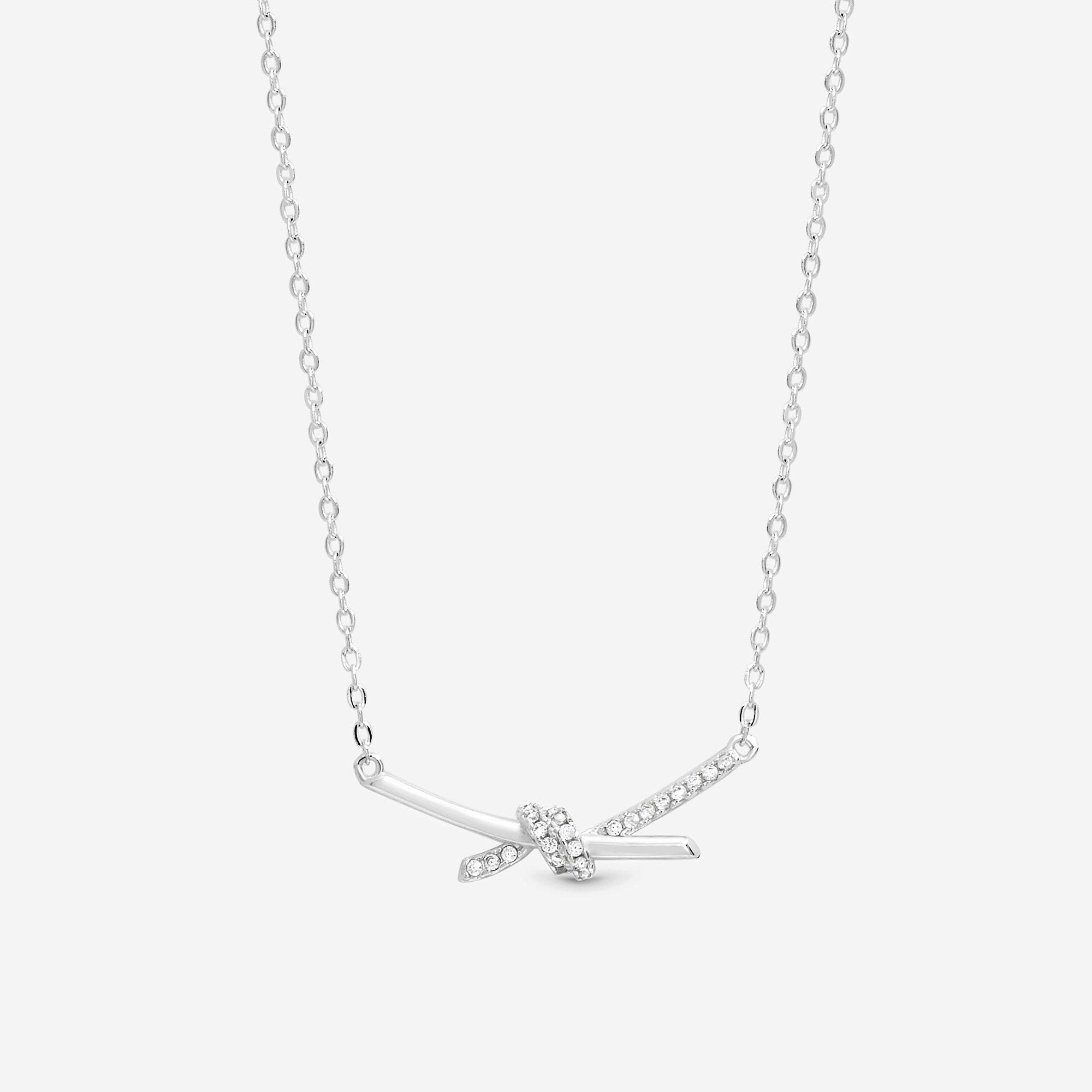 Simply Silver Sterling Silver 925 Pave Love Knot Necklace