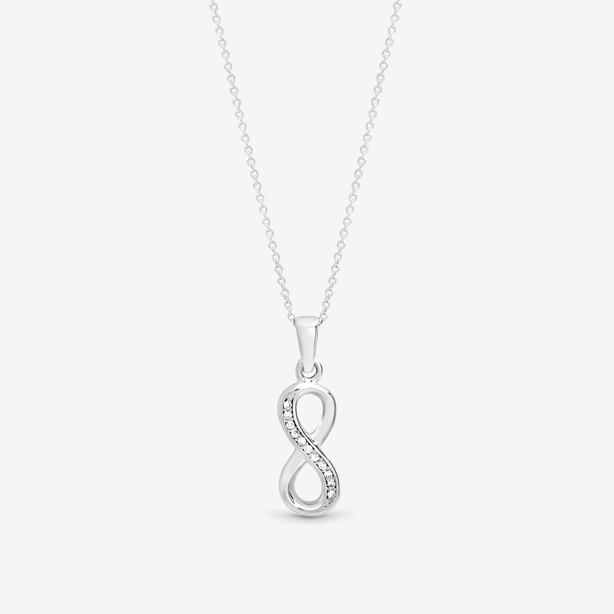 Simply Women's Sterling 925 Cz Infinity Pendant Silver