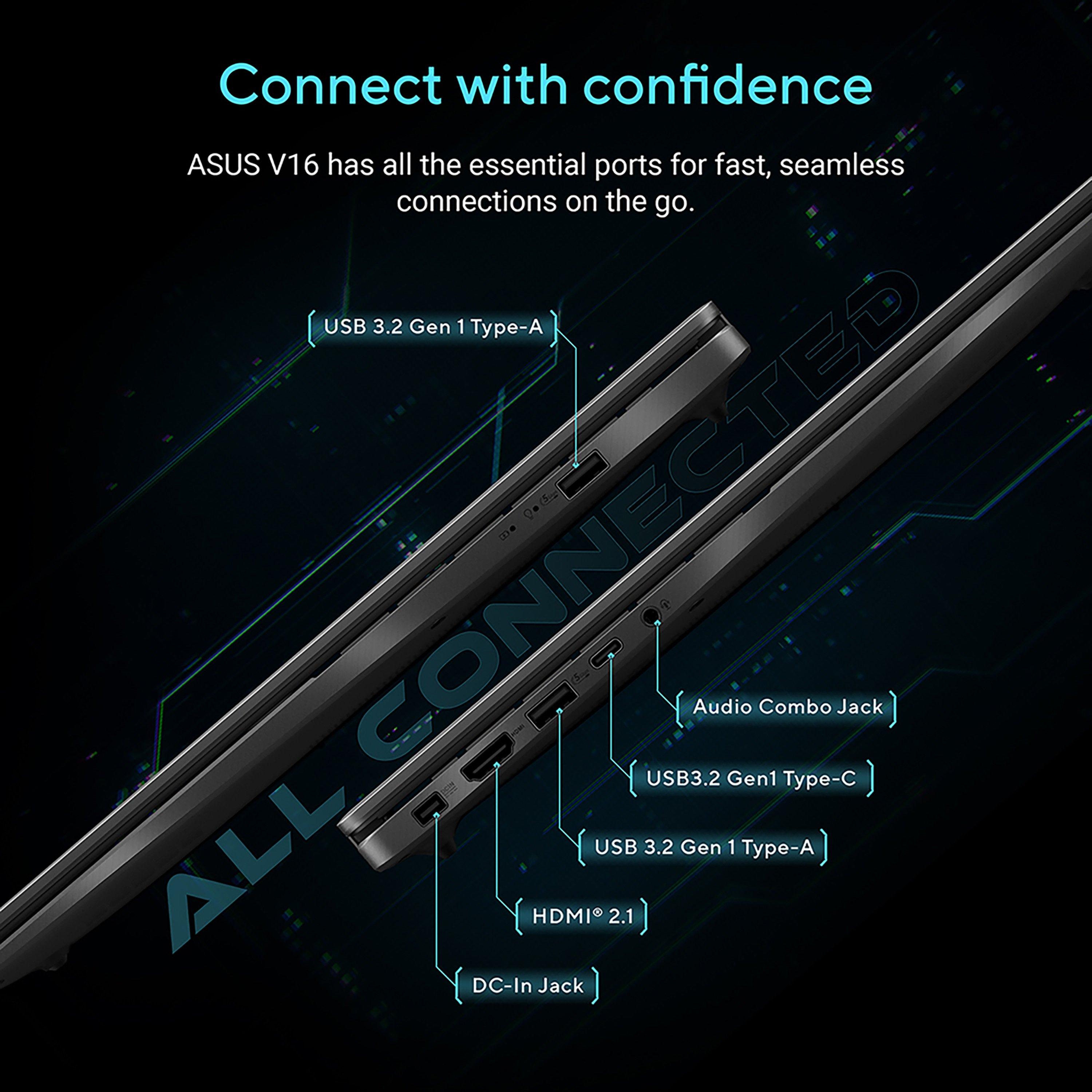 Black - ASUS - ASUS V16 V3607VH 16Inch Gaming Laptop - Intel Core 5 210H 16GB 1TB RTX 5050 - 9