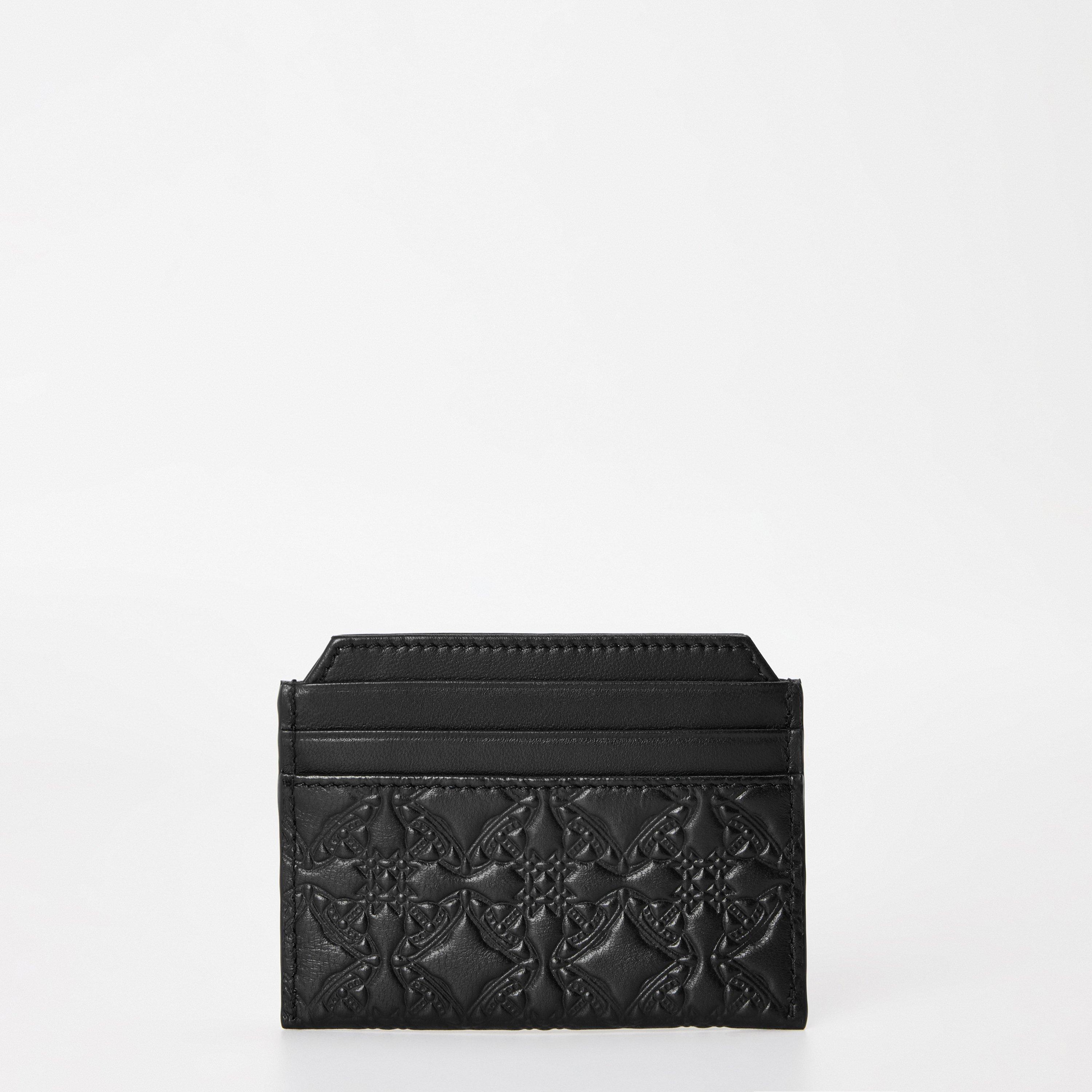 Black - Vivienne Westwood - Men's Embossed Leather Saturn Orb Cardholder - 2