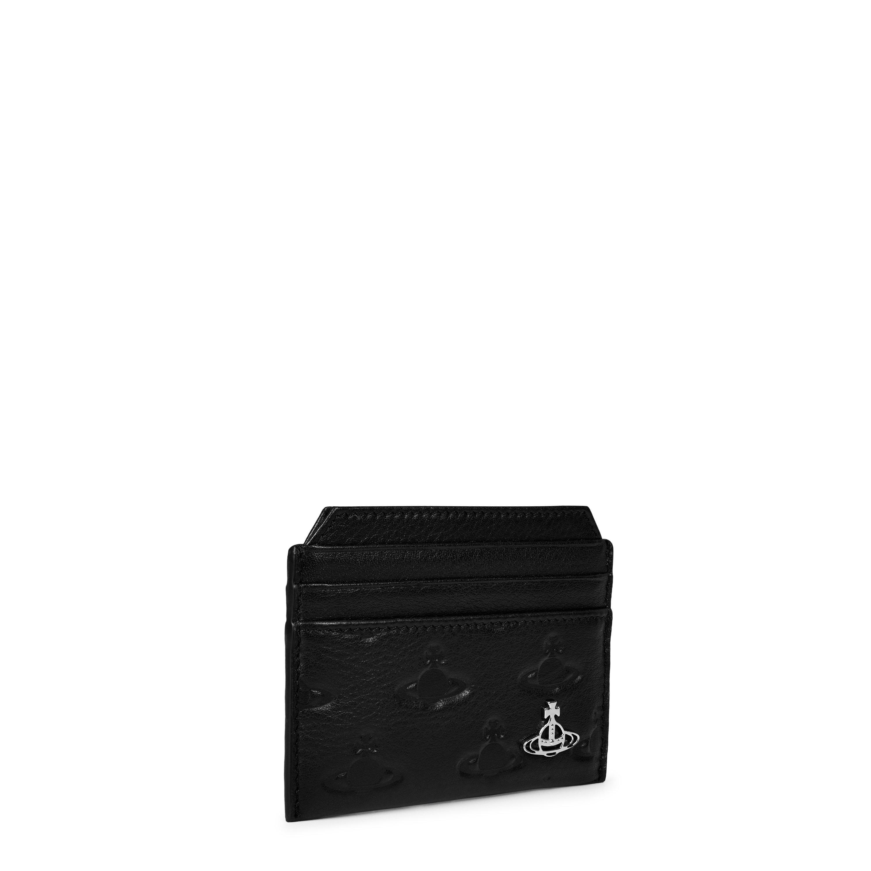 Black - Vivienne Westwood - Men's Embossed Leather Saturn Orb Cardholder - 3