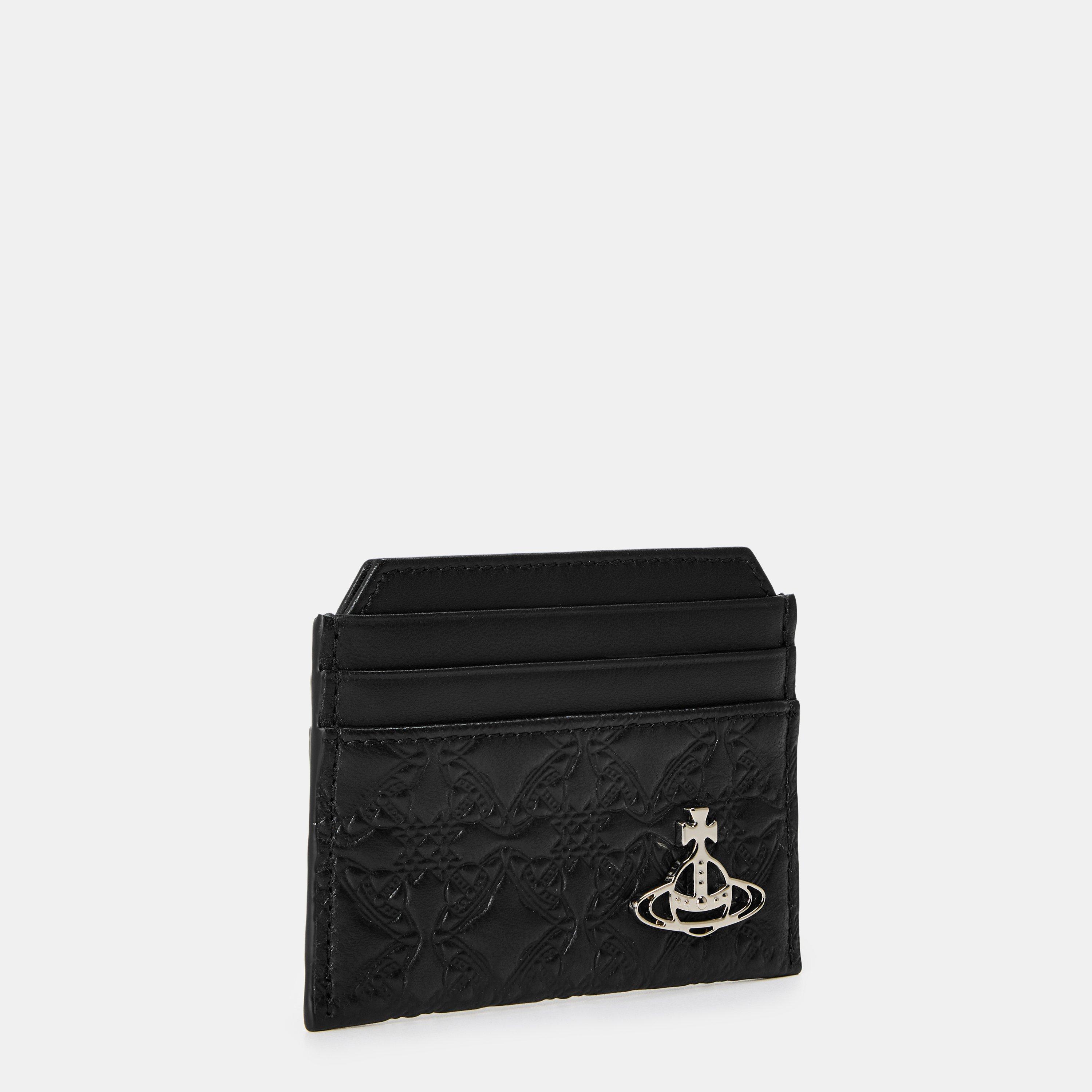 Black - Vivienne Westwood - Men's Embossed Leather Saturn Orb Cardholder - 4