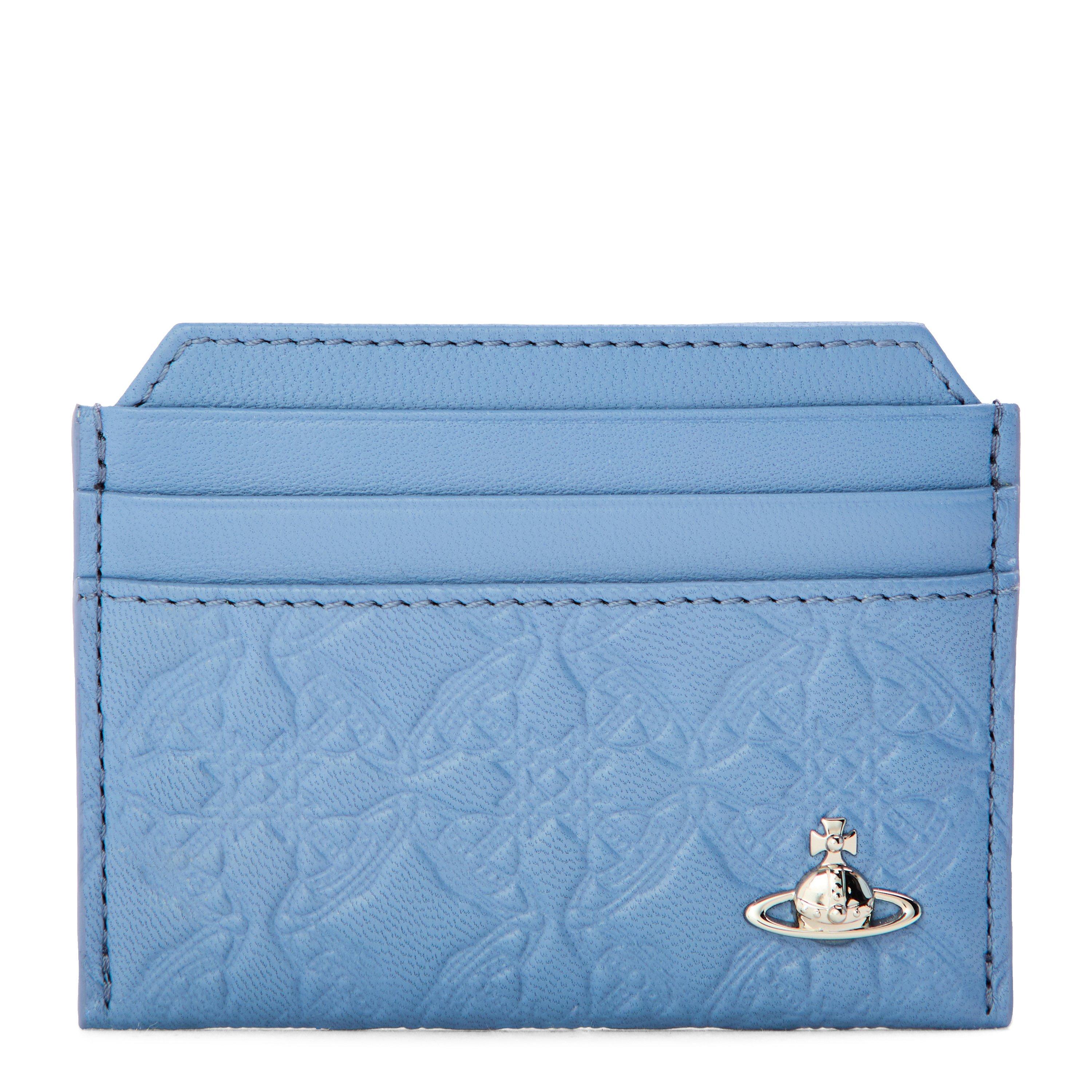 Blue - Vivienne Westwood - Men's Embossed Leather Saturn Orb Cardholder - 1