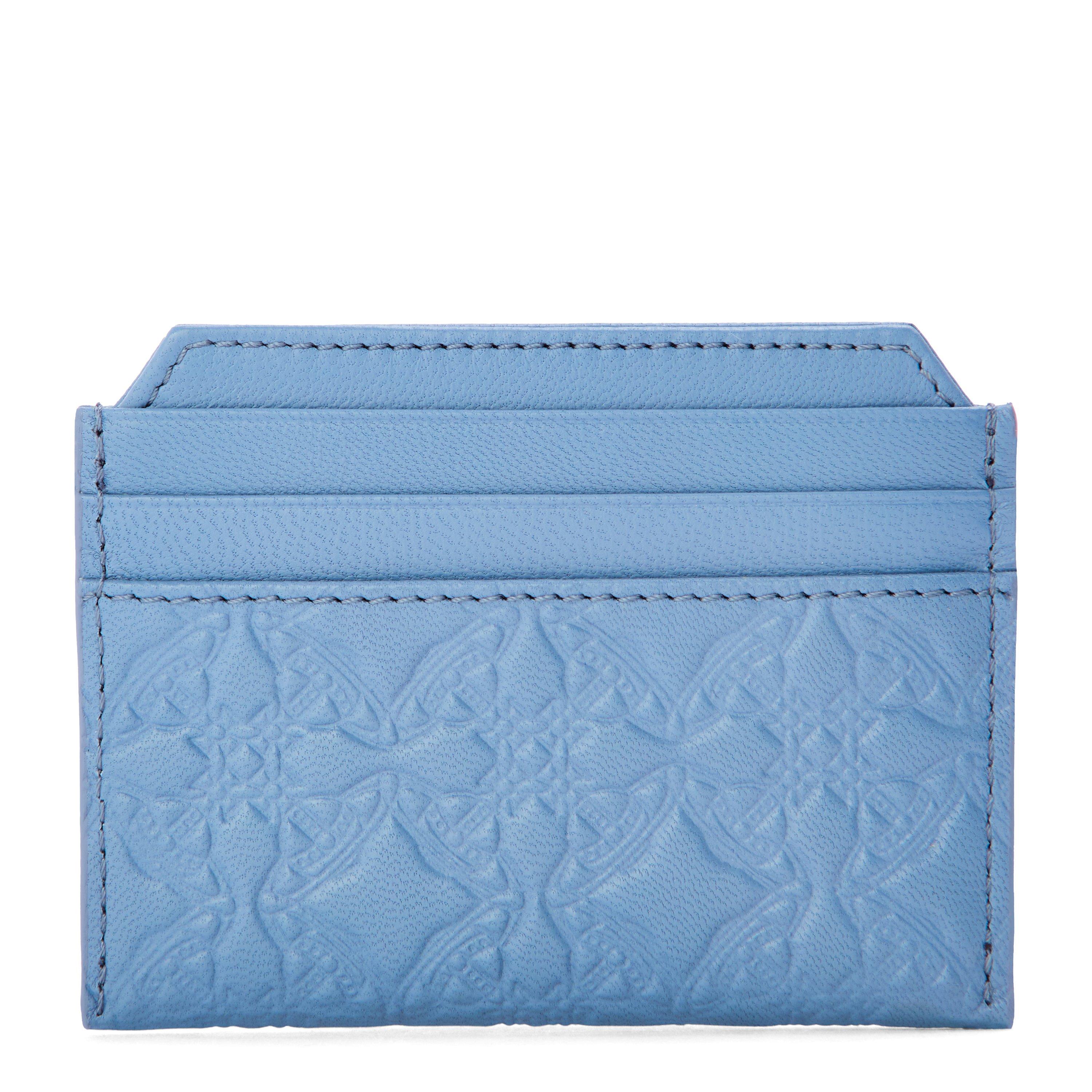 Blue - Vivienne Westwood - Men's Embossed Leather Saturn Orb Cardholder - 3