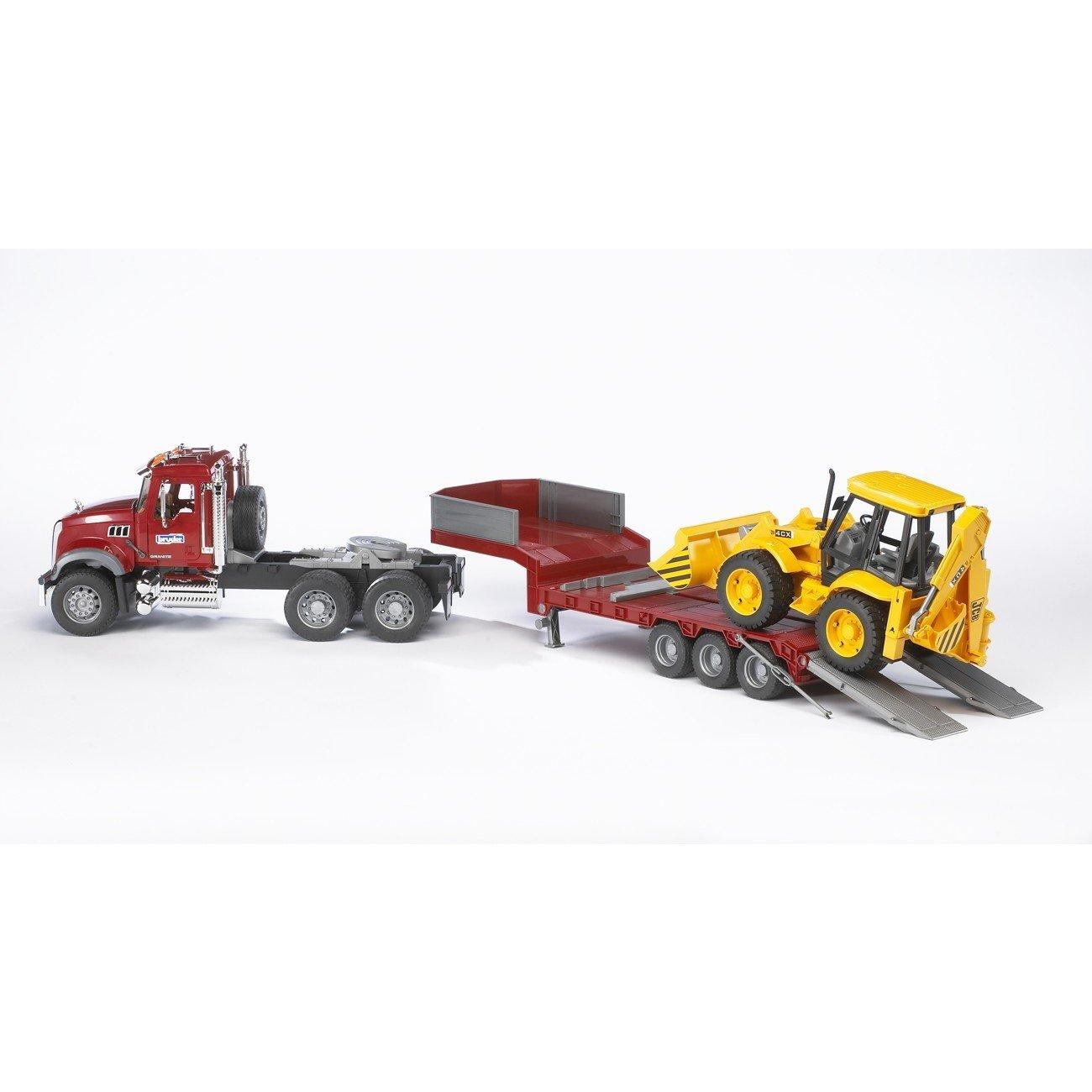 Multi - Bruder - Bruder 1:16 MACK Granite Low loader truck with JCB - 2