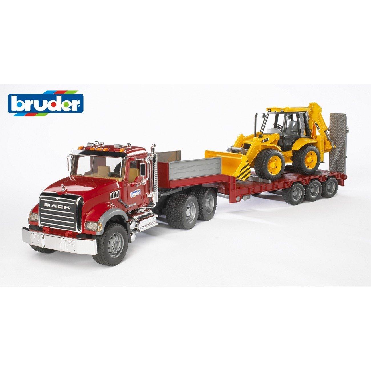 Multi - Bruder - Bruder 1:16 MACK Granite Low loader truck with JCB - 5