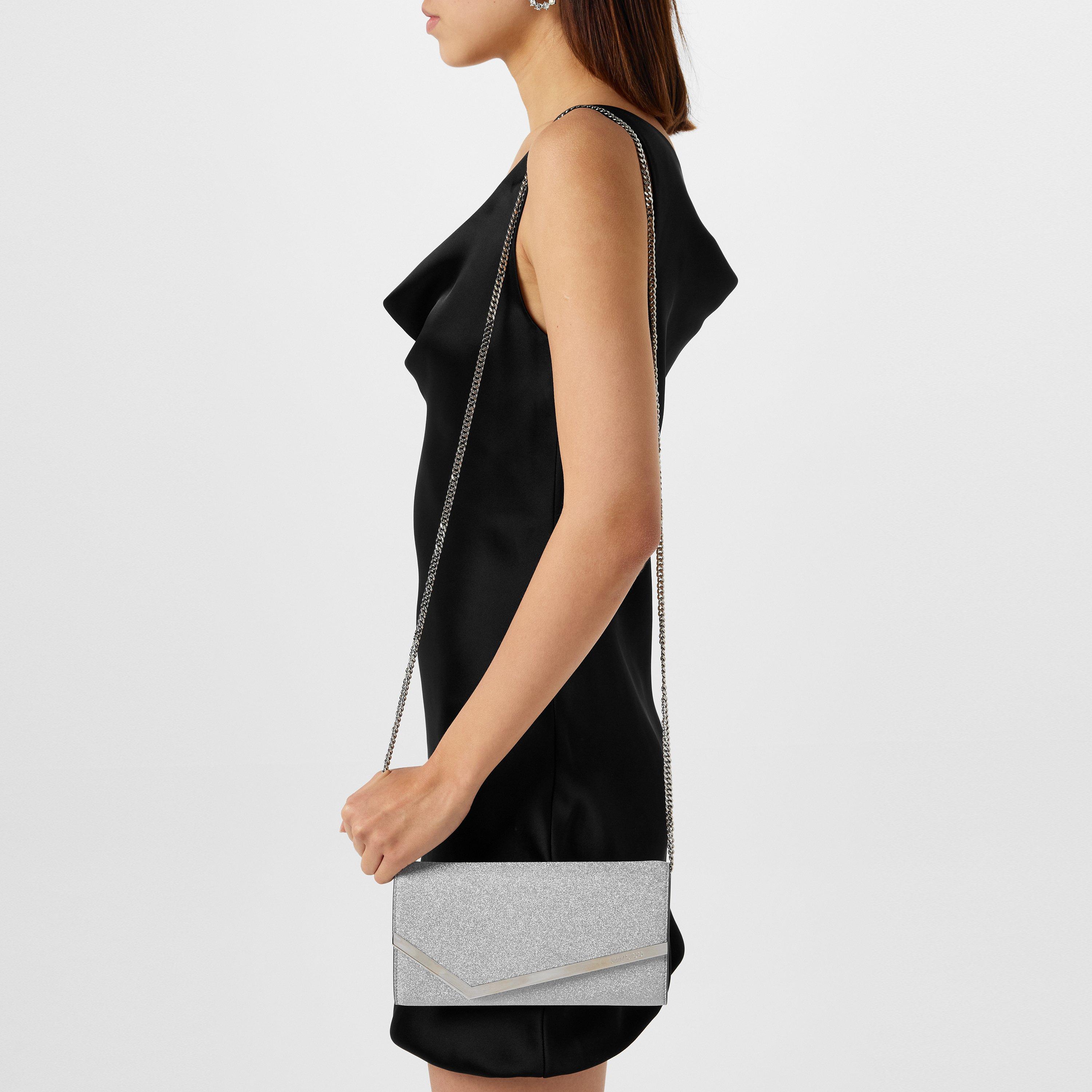 Silver - Jimmy Choo - Women's Glitter Leather Emmie Clutch Bag - 2