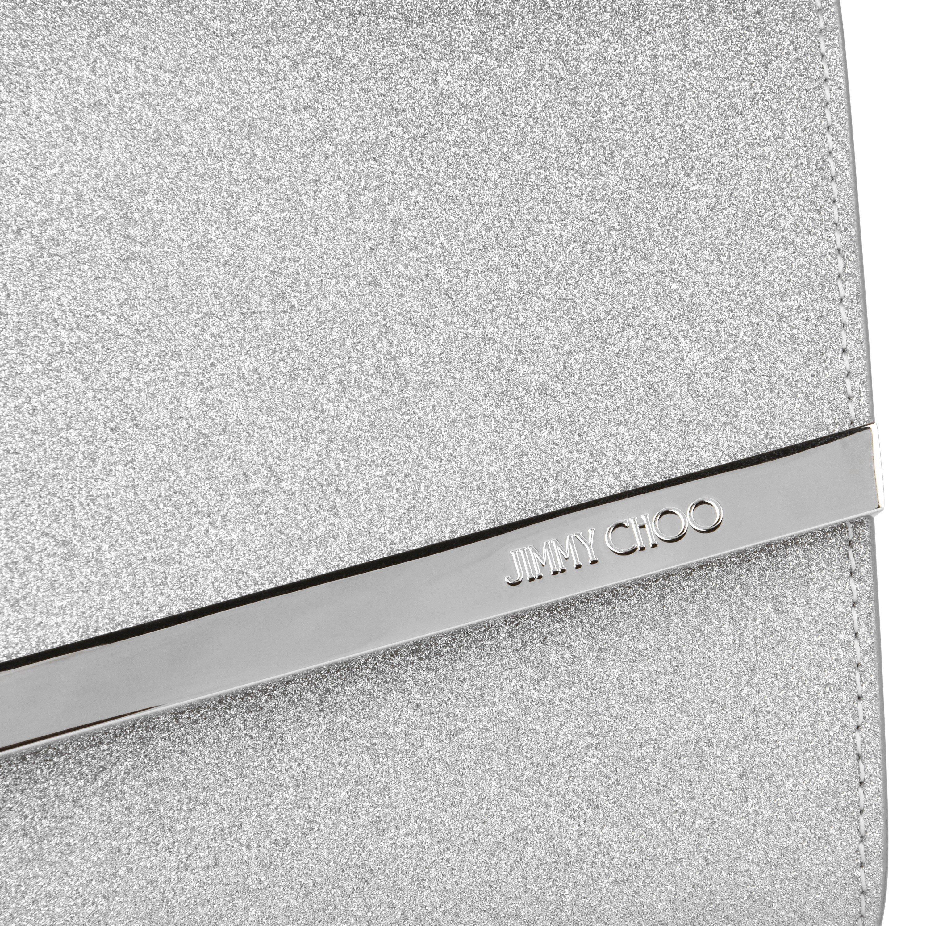 Silver - Jimmy Choo - Women's Glitter Leather Emmie Clutch Bag - 4