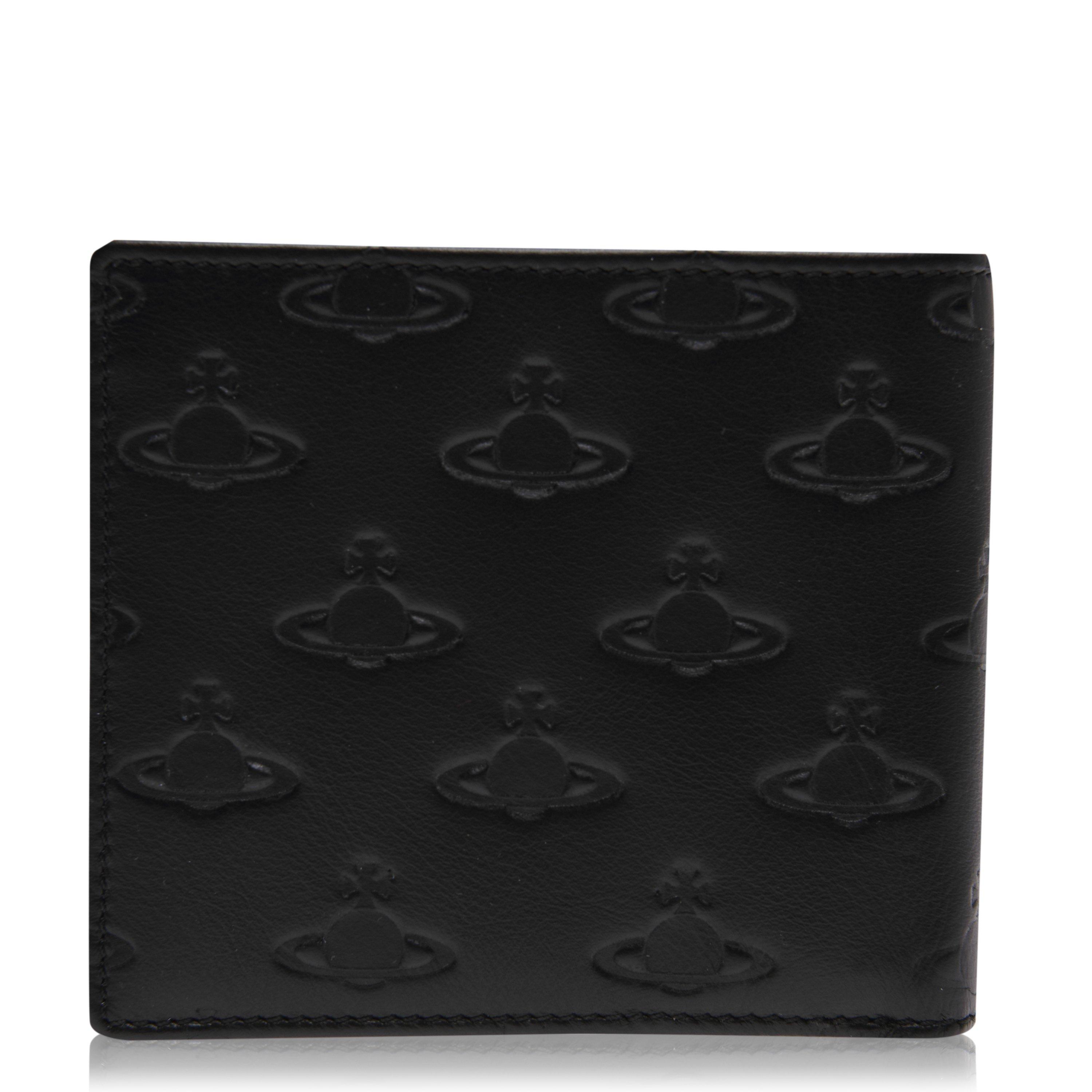 Black - Vivienne Westwood - Men's Embossed Leather Saturn Orb Wallet - 2