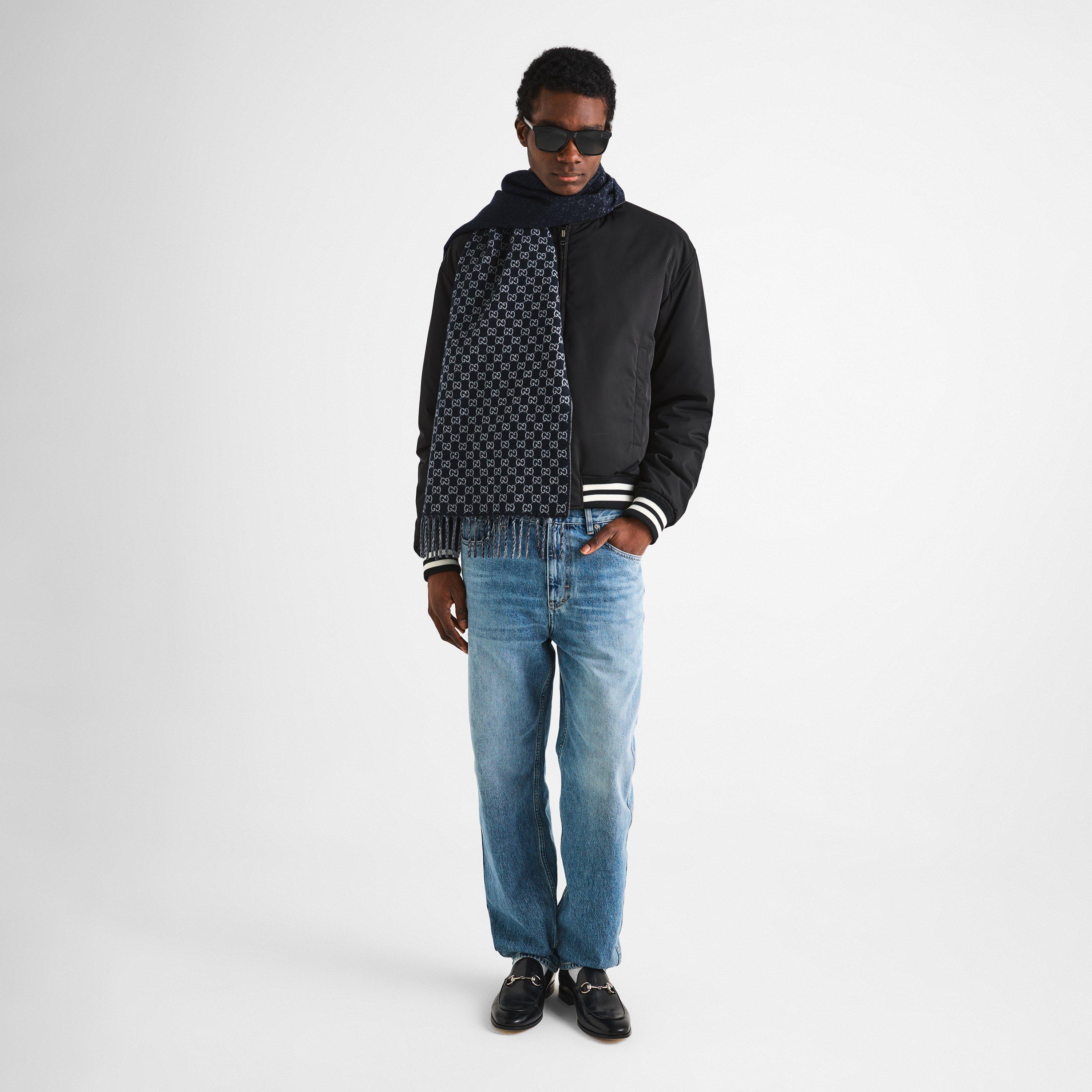 Navy - Gucci - Men's Silk Scarf - 4