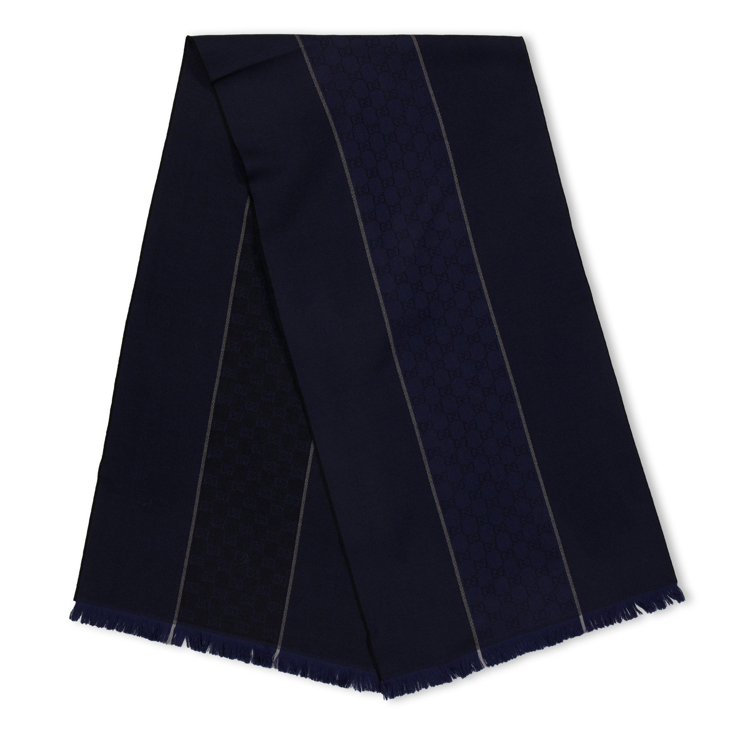 Gucci Men's Silk Scarf - Navy