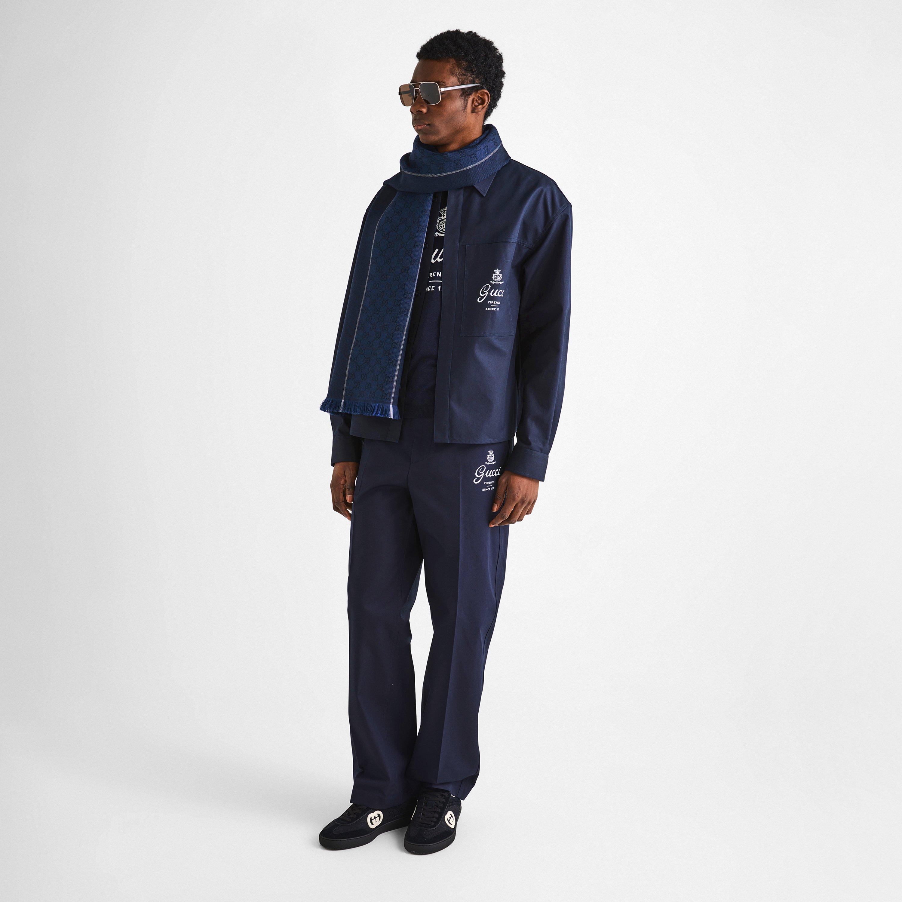 Navy - Gucci - Men's Silk Scarf - 4