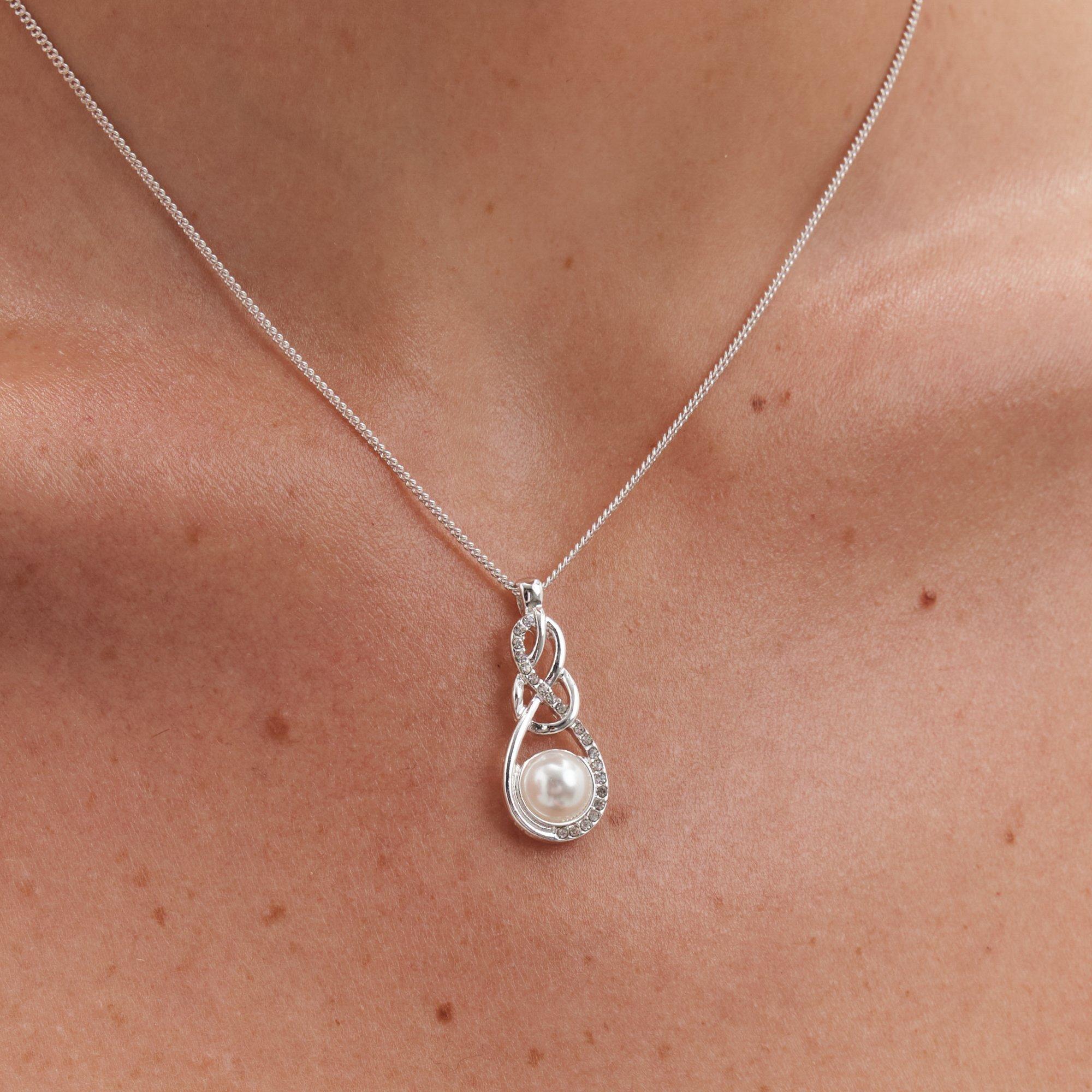 Silver - Jon Richard - Pearl and Crystal Infinity Trio Set - Gift Box - 5