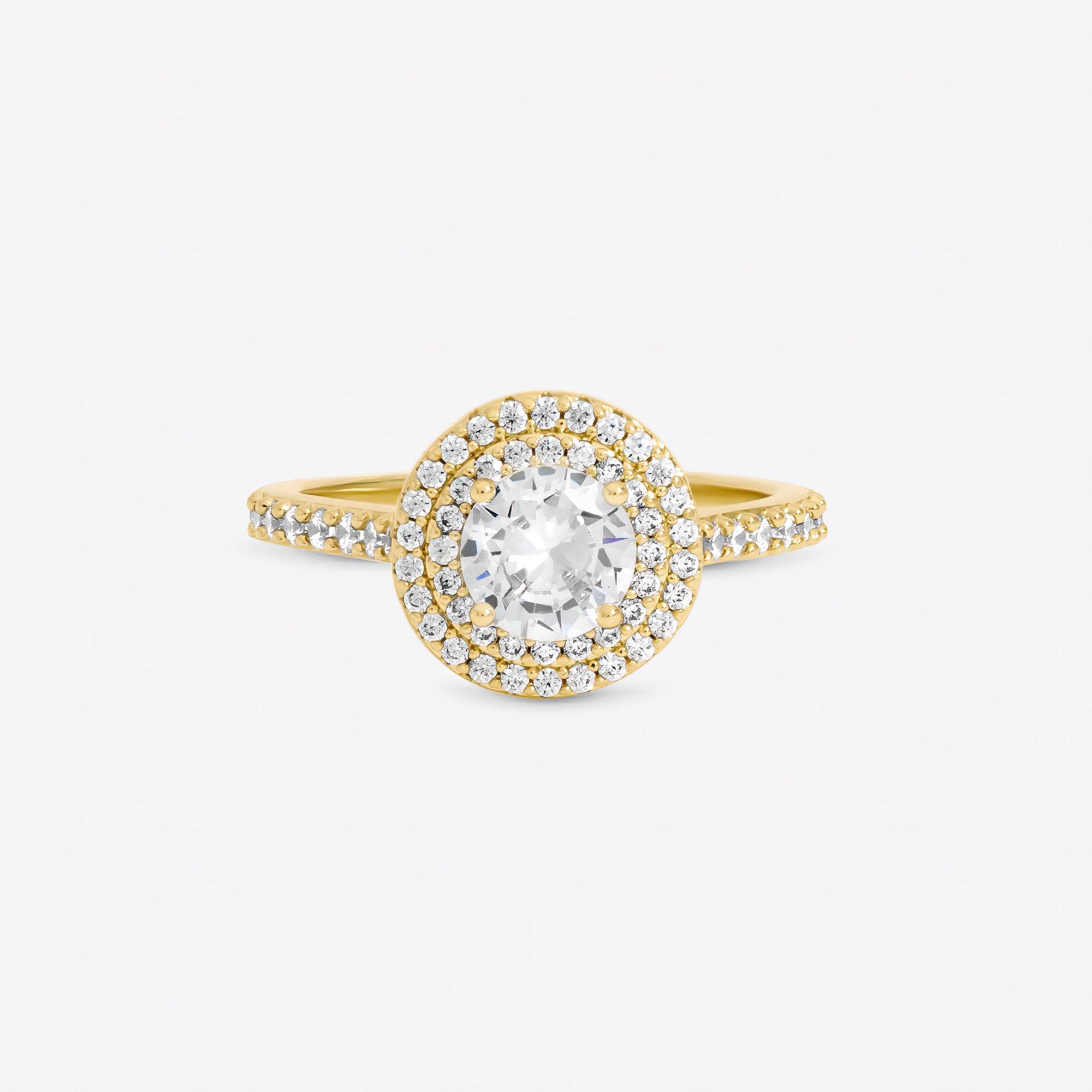Gold - Jon Richard - Gold Plated Cubic Zirconia Halo Ring