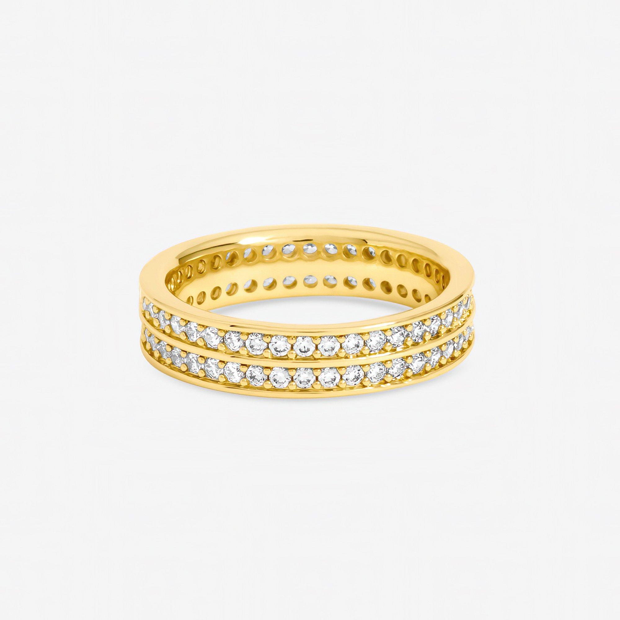 Gold - Jon Richard - Gold Plated Cubic Zirconia Double Band Ring