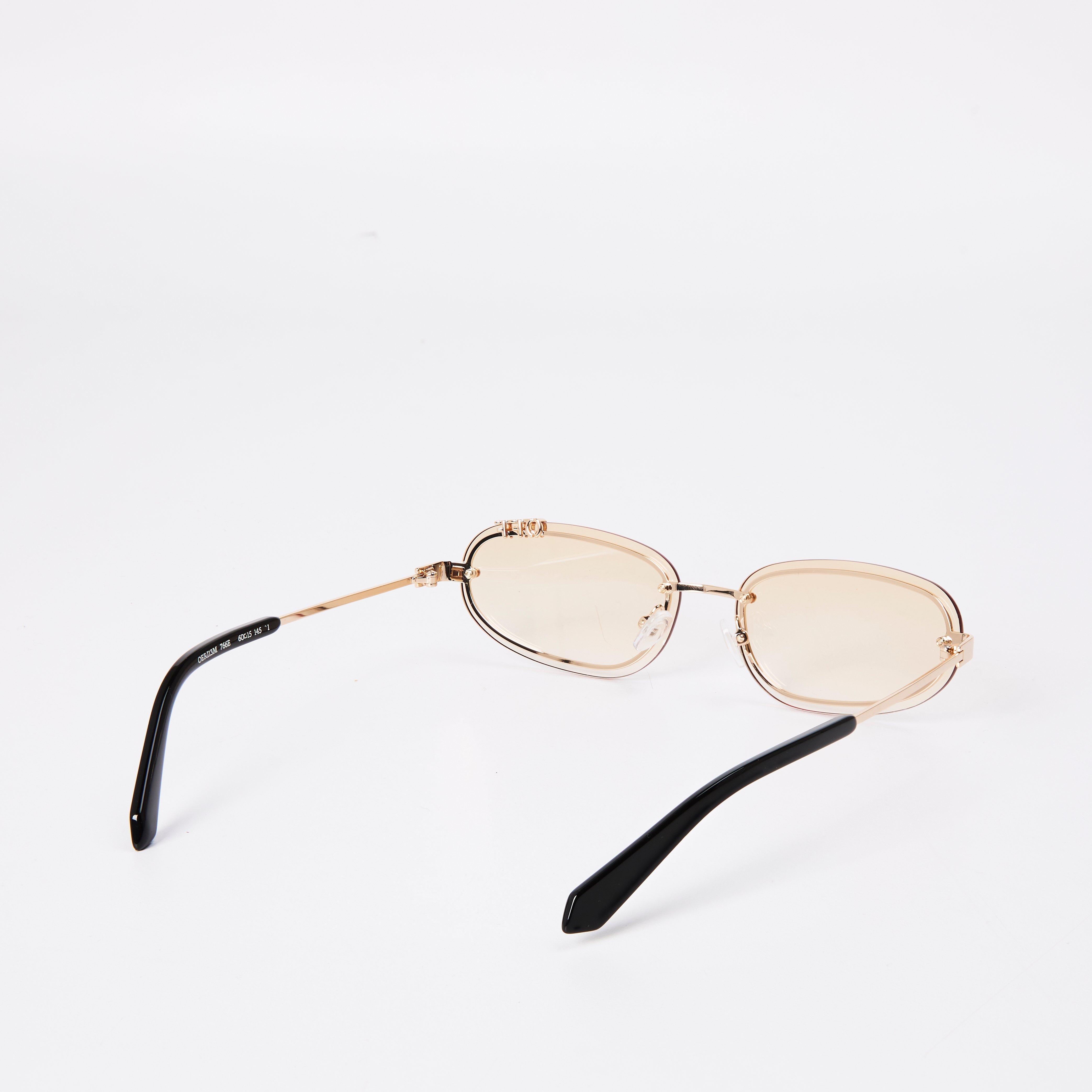 Off-White MIAMI Women Sunglasses Gold Oval Frame Brown Lenses | Model OERI13M Off-White Miami Sunglasses 7662 Gold - eye-oo.com main image 4