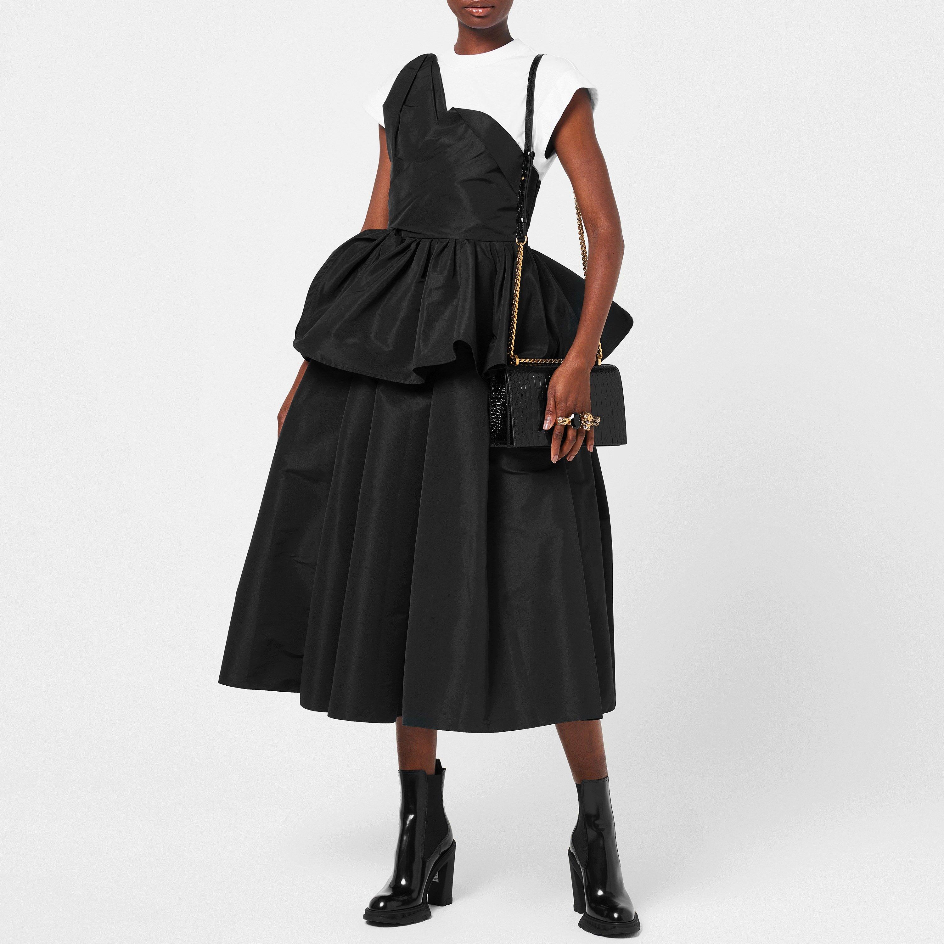 Blk/Gold 1001 - Alexander McQueen - Crocodile Effect Jewelled Satchel - 6