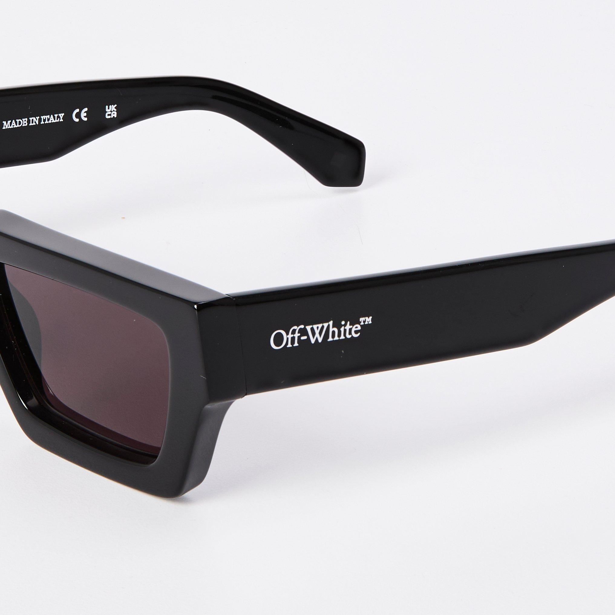Black/Grey - Off White - Unisex Manchester Sun Rectangle Sunglasses - 4