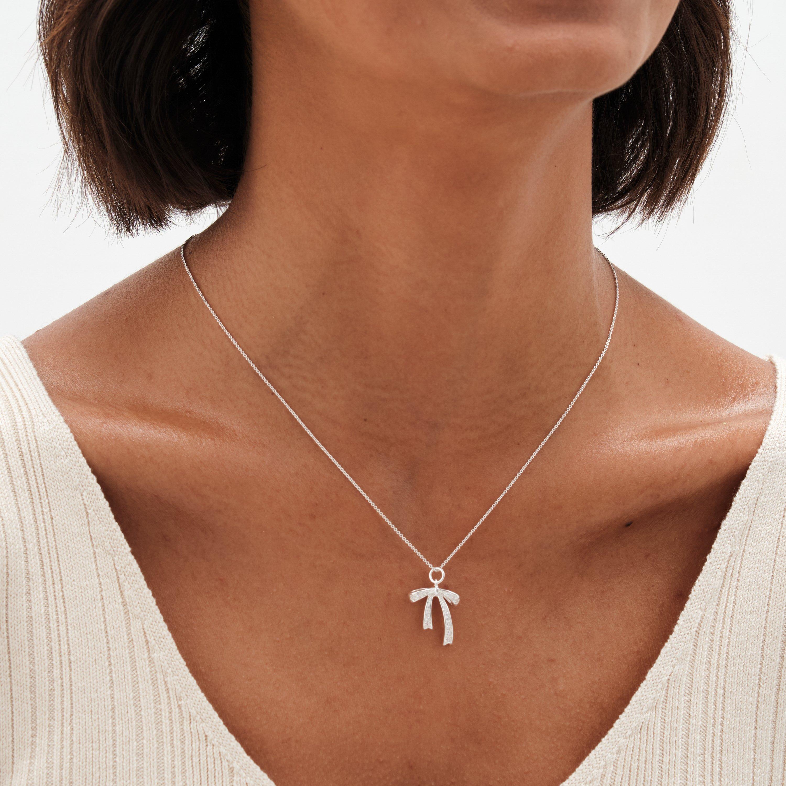 Silver - Simply Silver - Sterling Silver 925 Cubic Zirconia Bow Pendant - 2