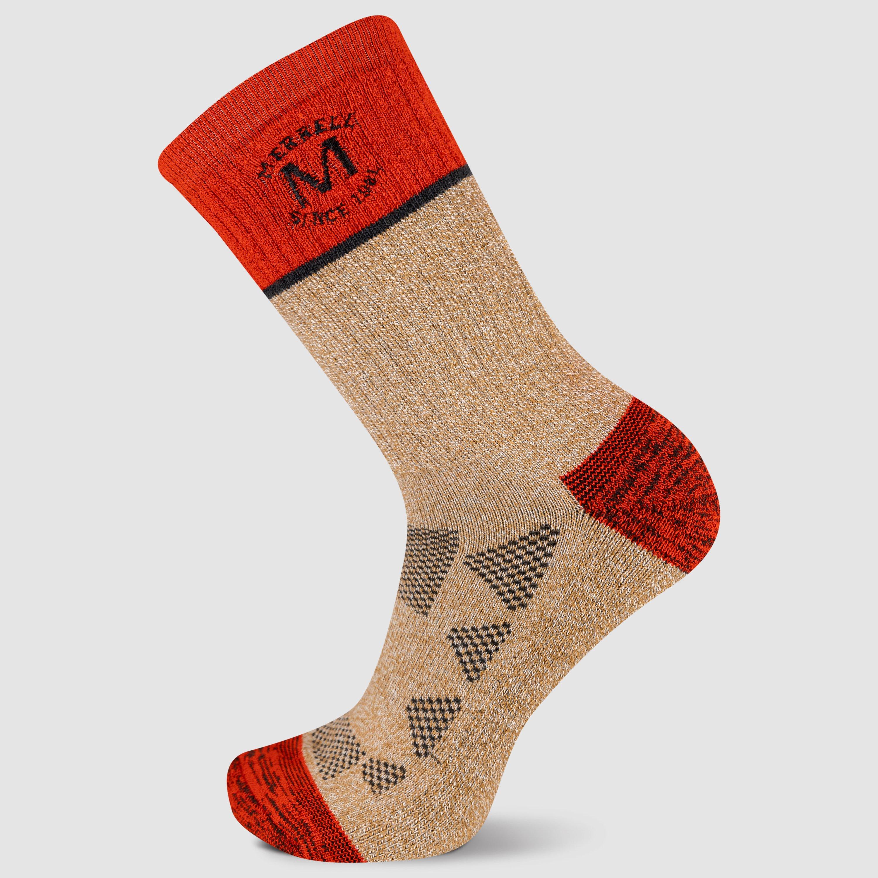 Merrell Men's Moab Hiking Crew Walking Sock - Red - 8-11.5