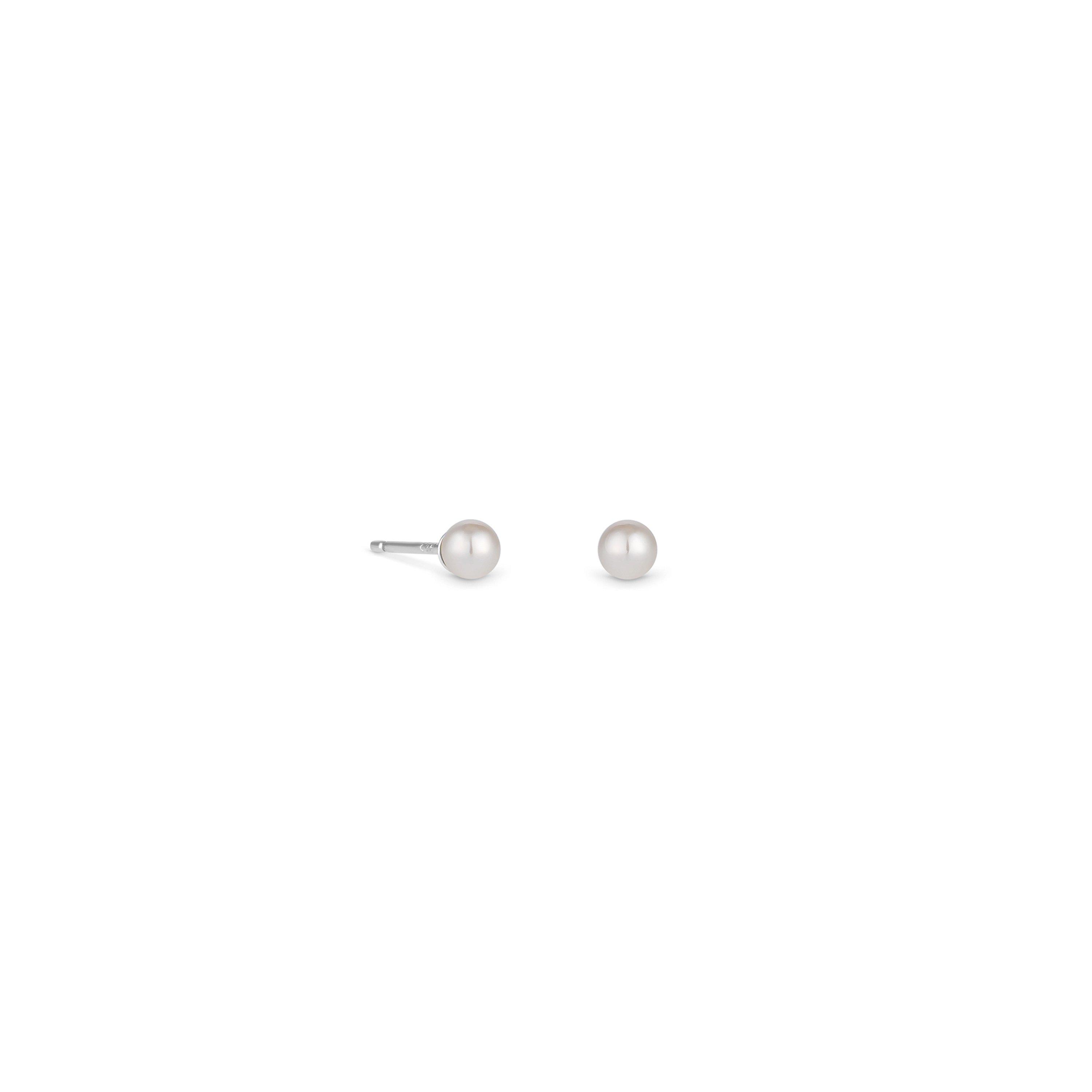 Simply Women's Sterling 925 Pearl Stud Earrings Silver