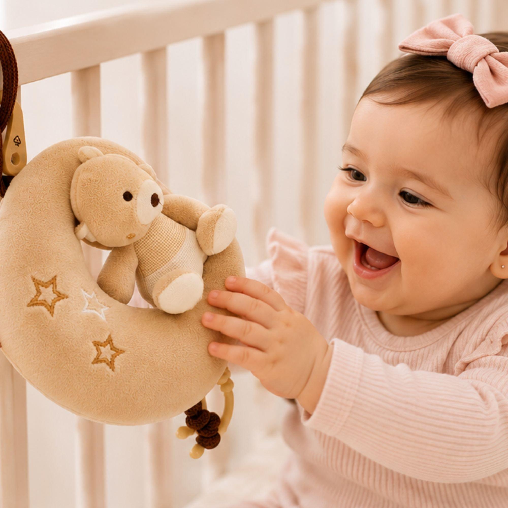 Taupe - Cute and Co - Cute & Co Activity Pull String Musical Moon-Bear with Teether - 3