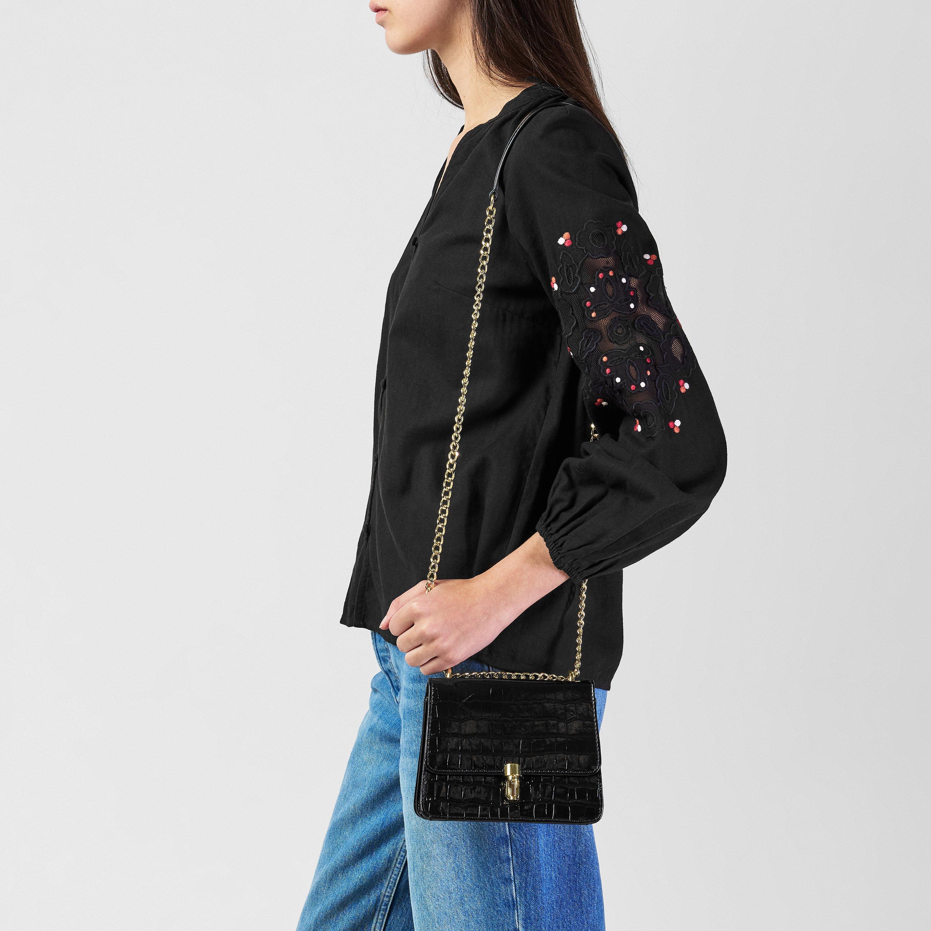 Schwarz - Miso - Croc-effect Crossbody Bag Womens - 2