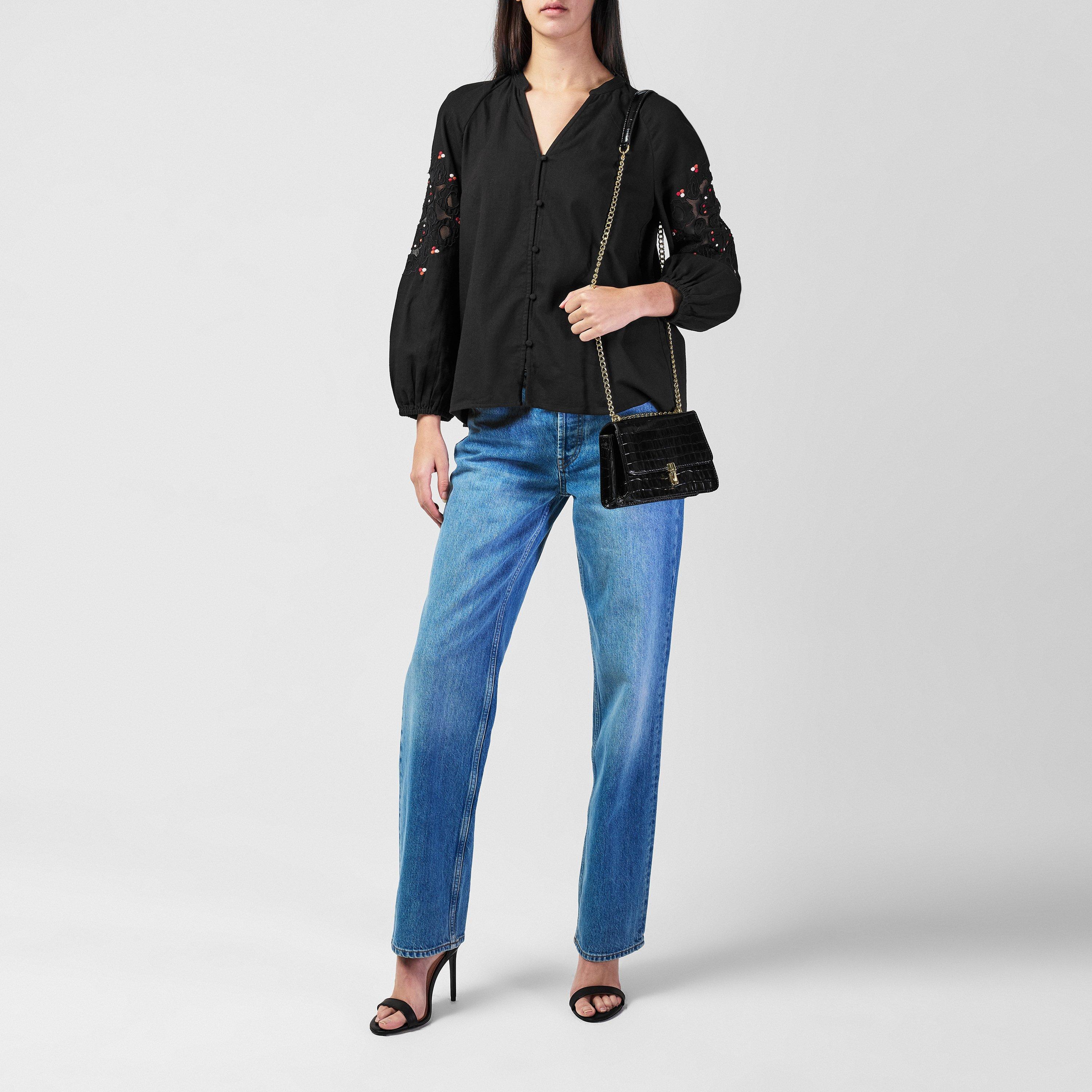 Schwarz - Miso - Croc-effect Crossbody Bag Womens - 6