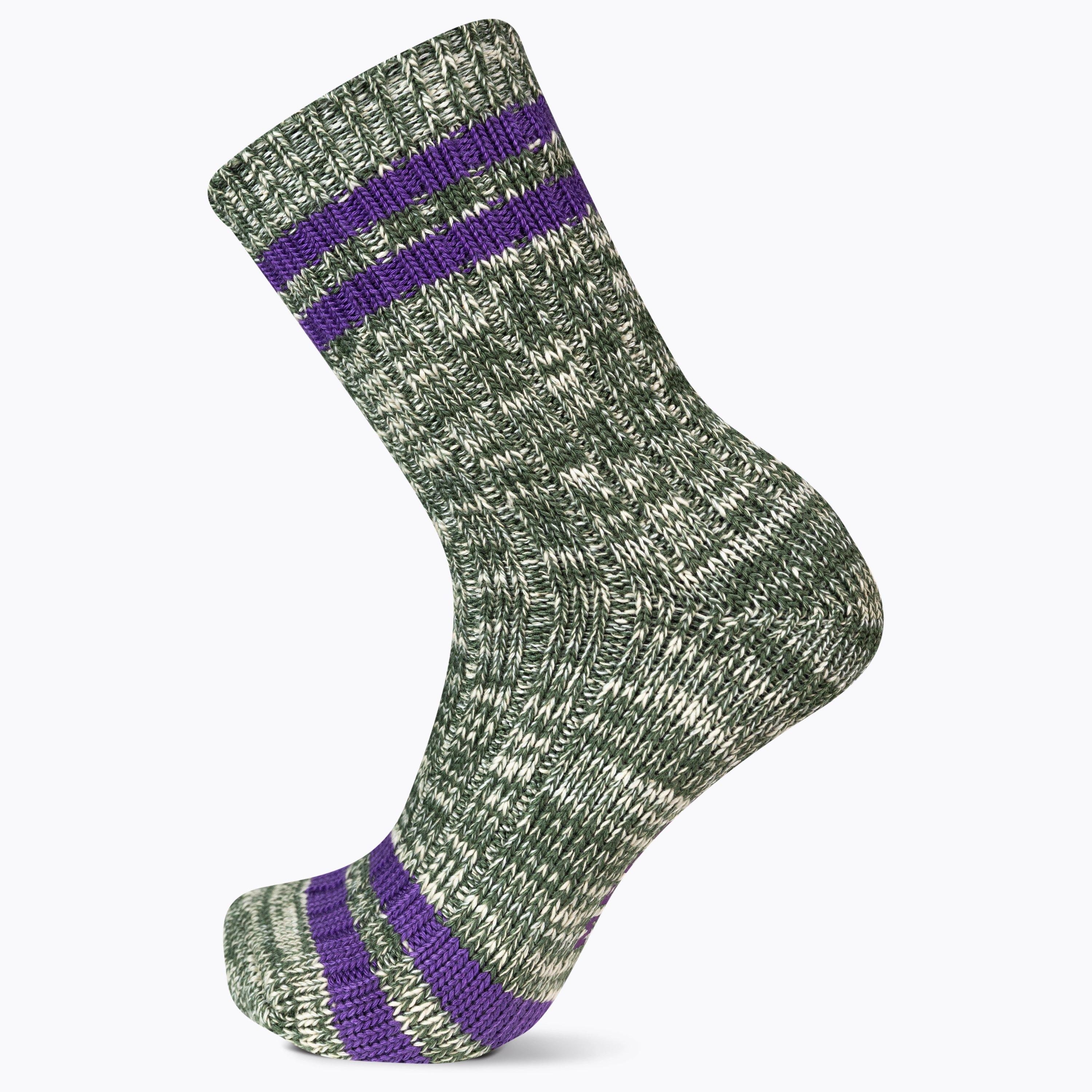 Merrell Women's Stripe Crew Walking Socks - Purple - 4-7.5