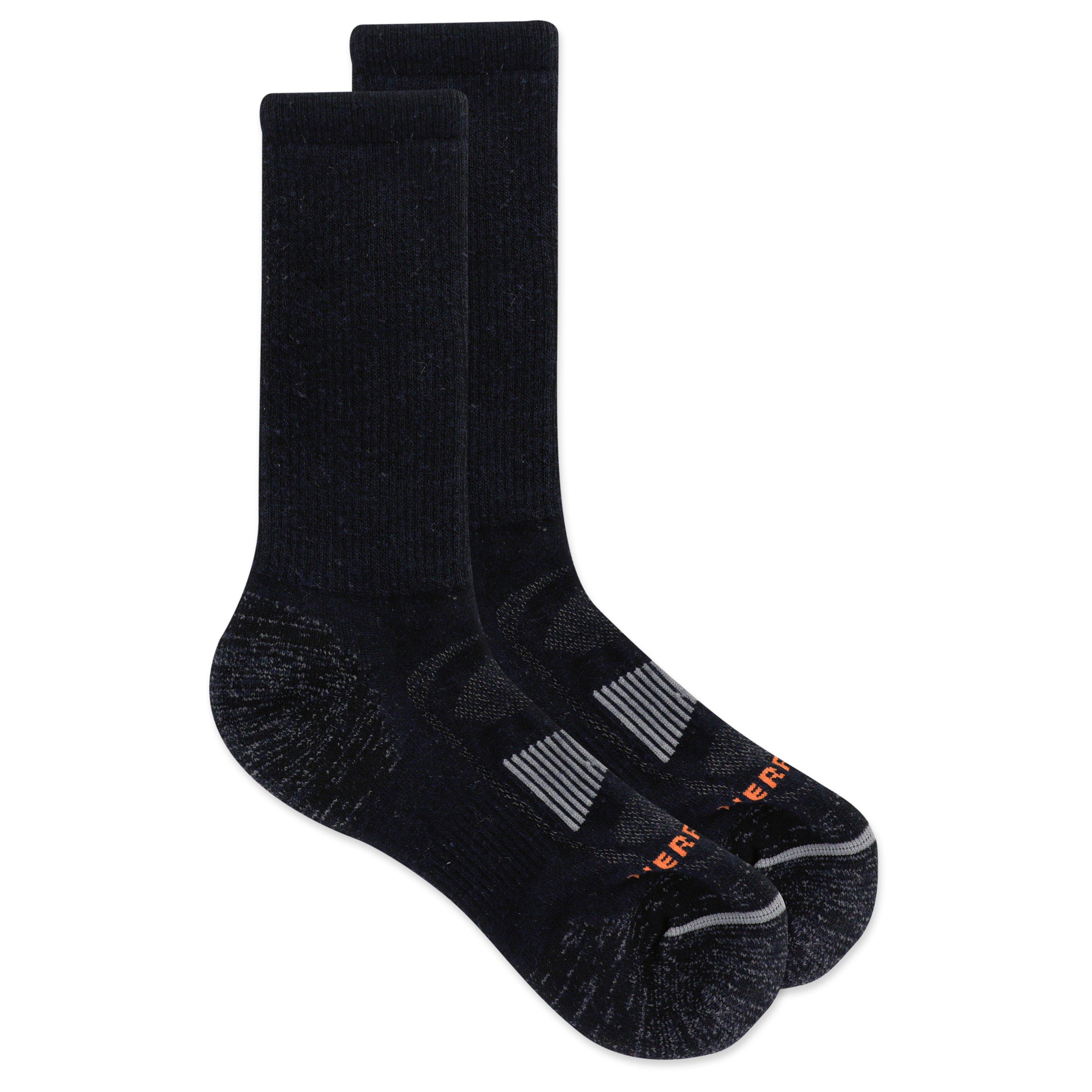 Merrell Men's Zoned Hiking Crew Walking Sock - Black - 4-7.5