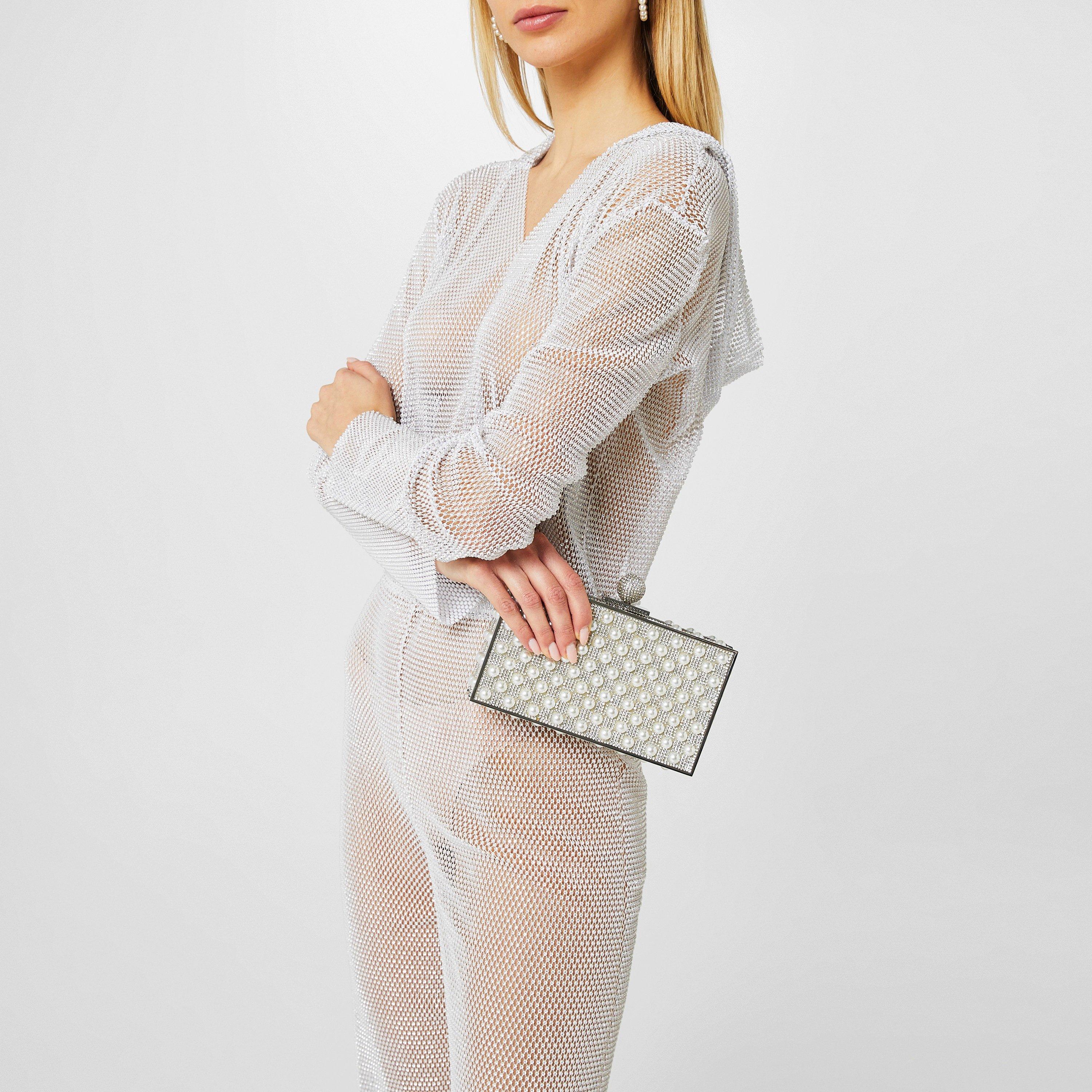 Silver/Pearl - Sophia Webster - Clara Crystal Box Bag - 2