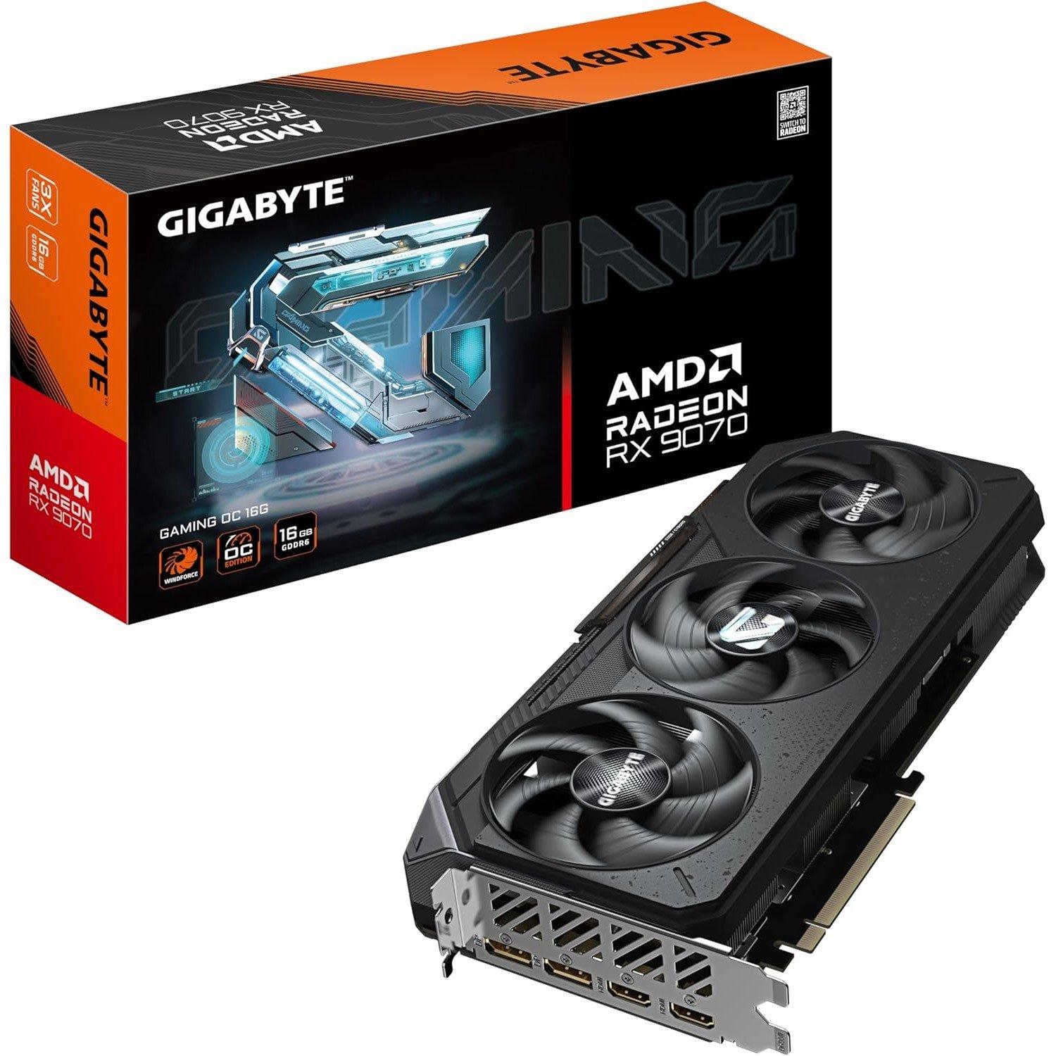 Black - Gigabyte Technology - GIGABYTE RX 9070 16GB GAMING OC Graphics Card - 1