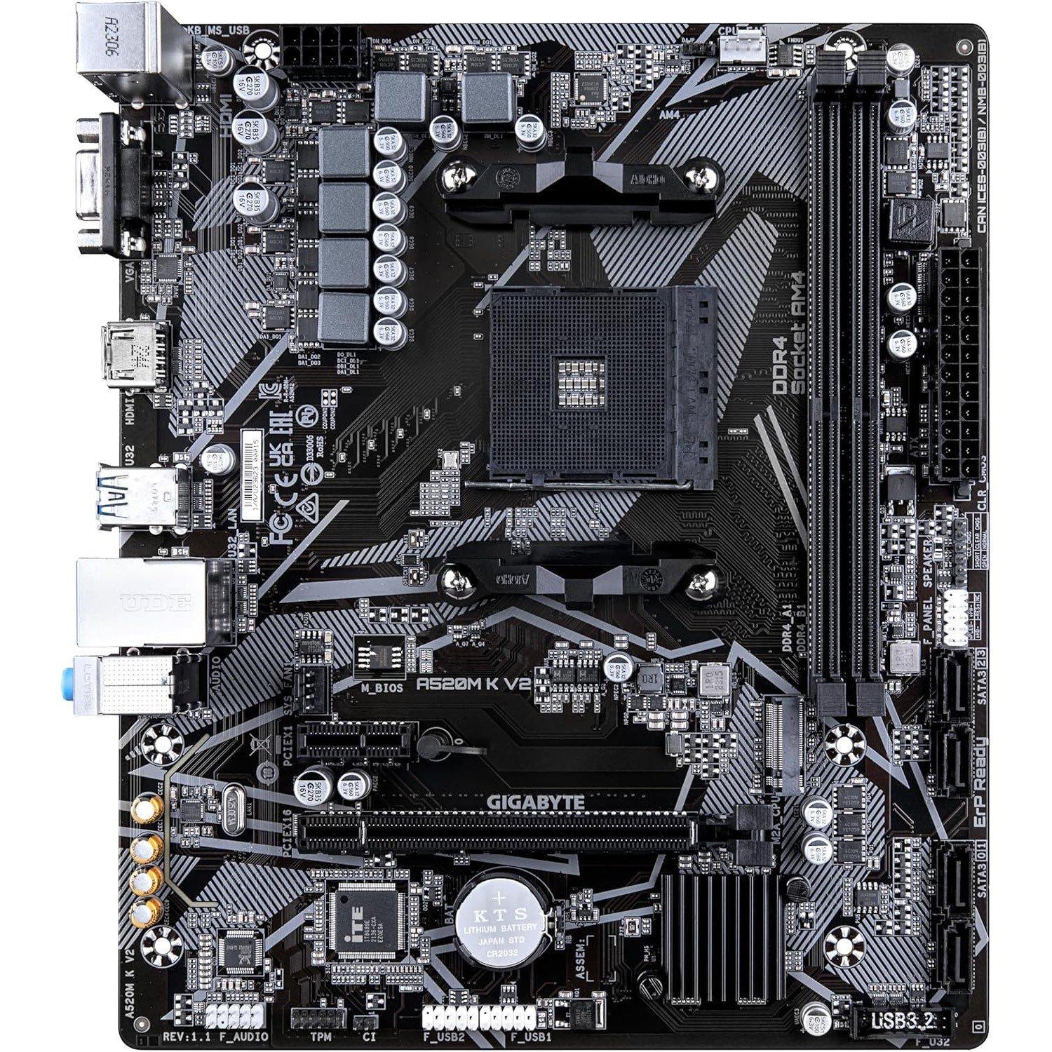 Schwarz - Gigabyte Technology - Gigabyte A520M K V2 Motherboard - 2