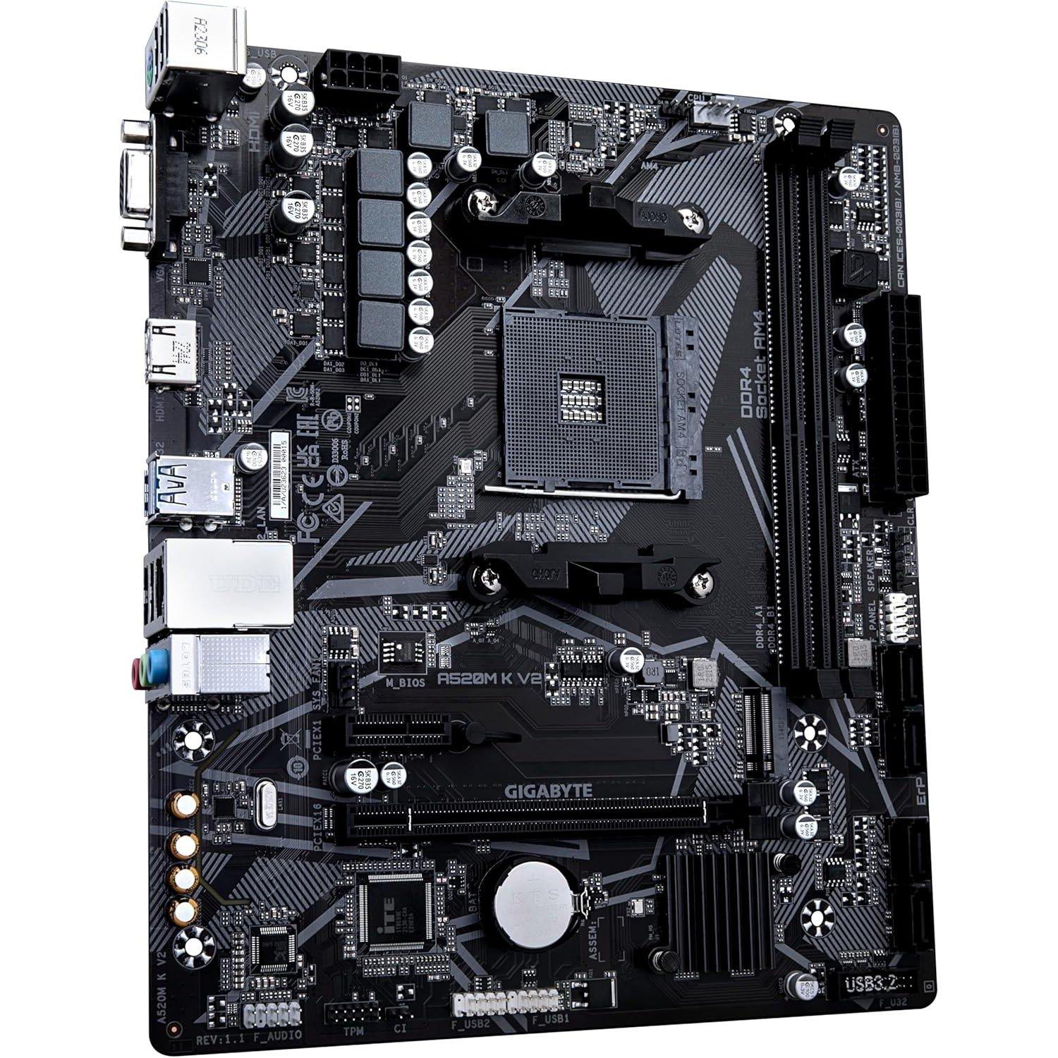 Schwarz - Gigabyte Technology - Gigabyte A520M K V2 Motherboard - 4