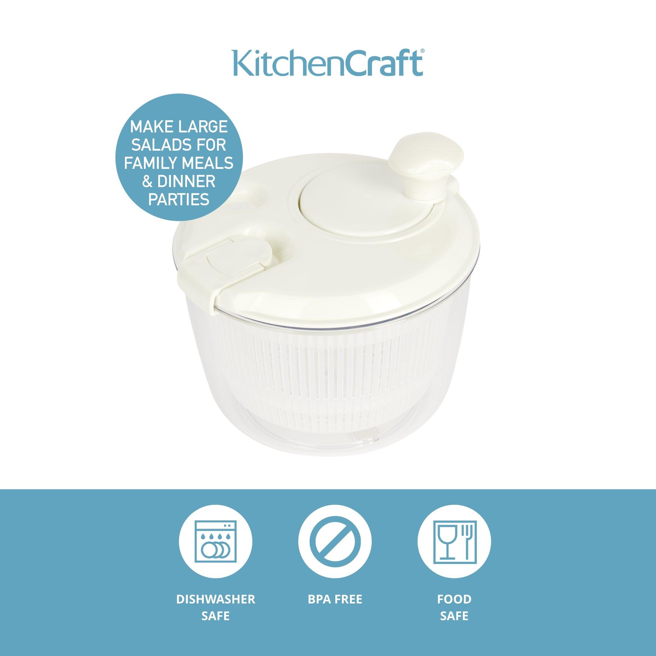 White - KitchenCraft - KitchenCraft 19cm Mini Salad Spinner - 3